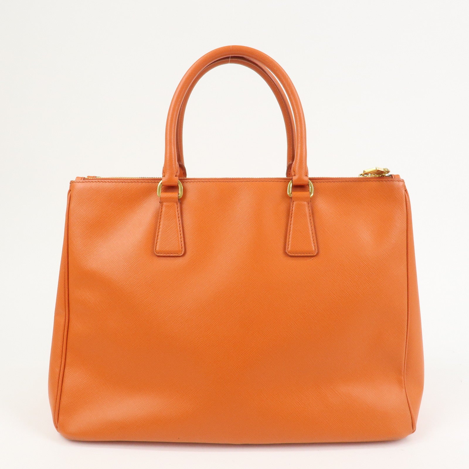 PRADA Triangle Logo Galleria 2Way Bag Hand Bag Orange BN1786