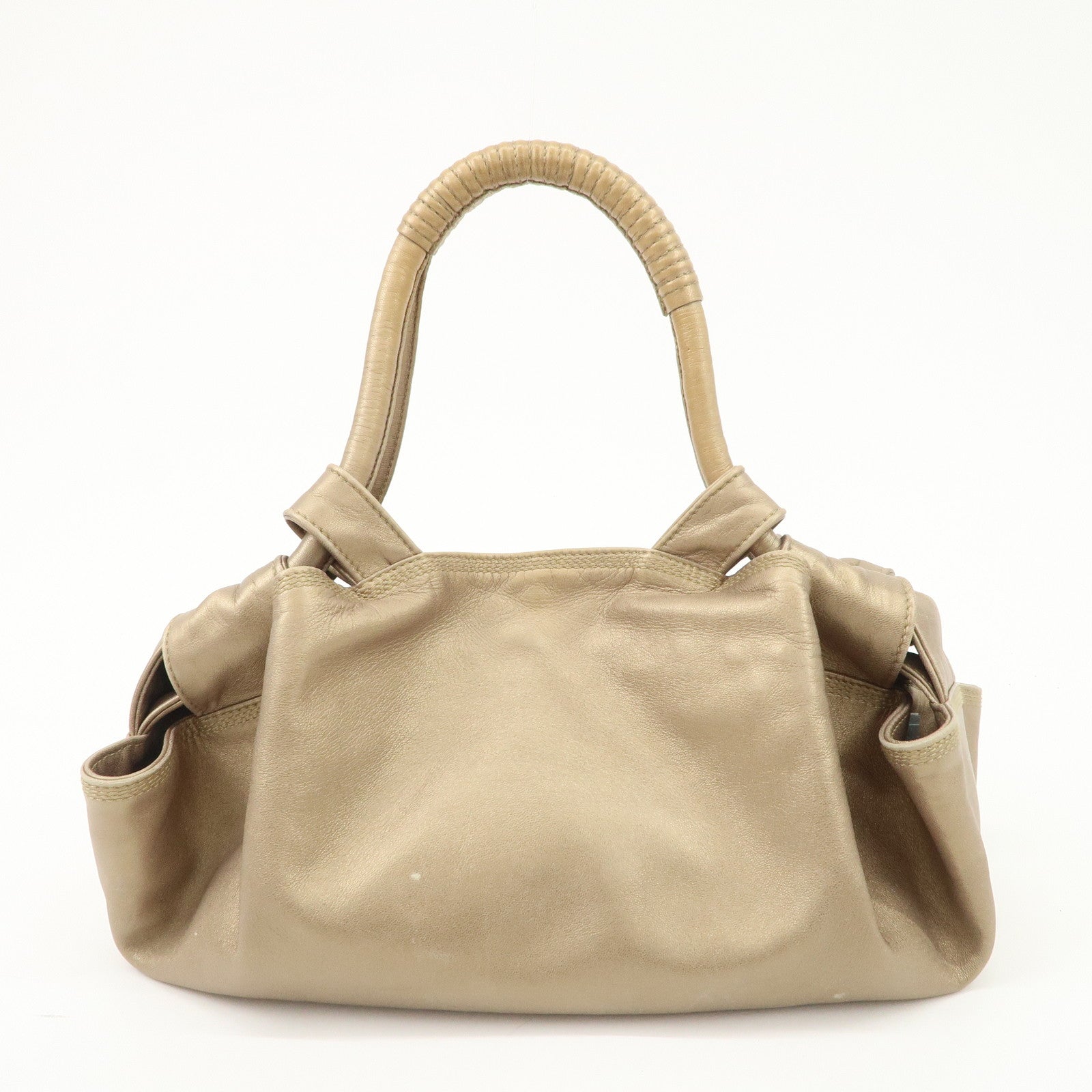 LOEWE Anagram Nappa Aire Leather Hand Bag Shoulder Bag Gold Used