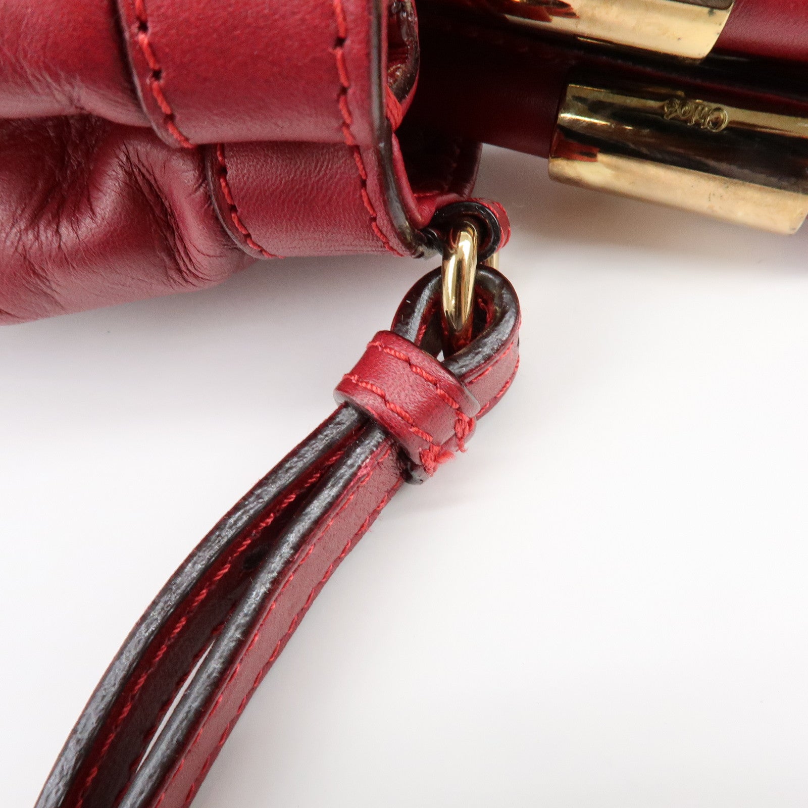 Chloe Victoria Leather 2Way Bag Shoulder Bag Hand Bag Red