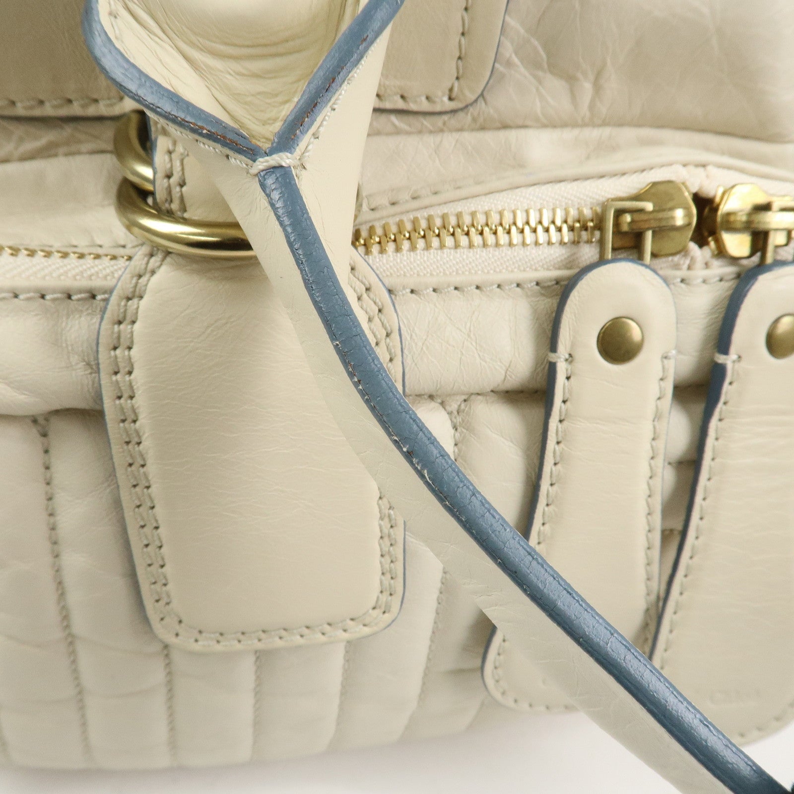 Chloe Bay Leather Hand Bag Shoulder Bag Ivory