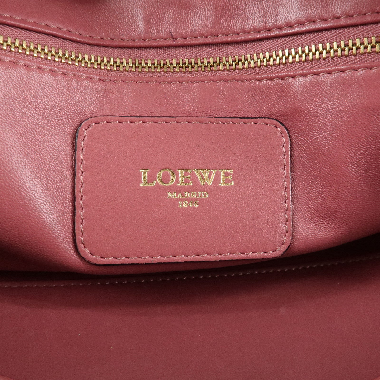 LOEWE Anagram Amazona 28 Leather Hand Bag Pink Used