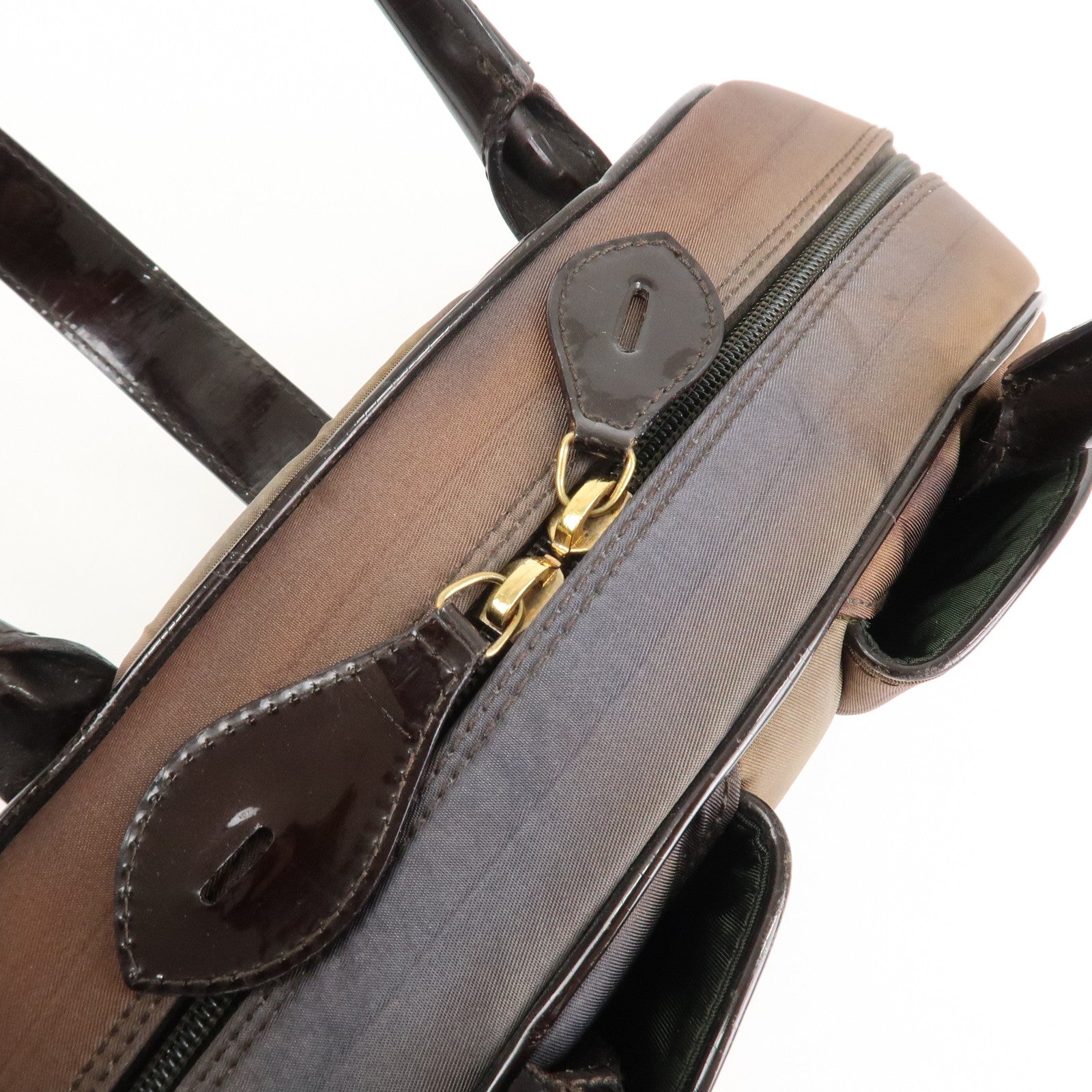 Christian Dior Double Saddle Nylon Leather Hand Boston Bag Brown Used