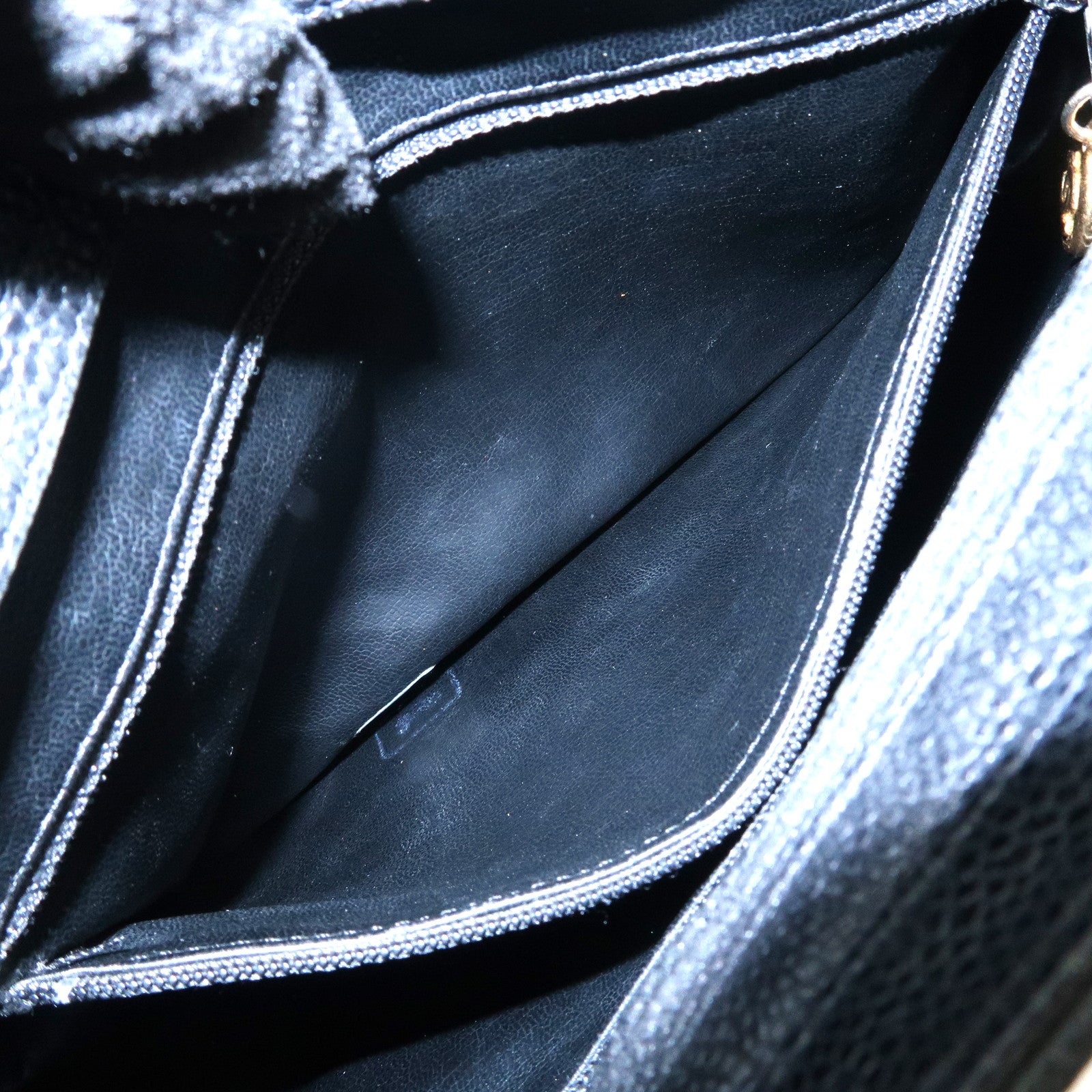 CHANEL Triple COCO Mark Caviarskin Shoulder Bag Black Gold HDW Used