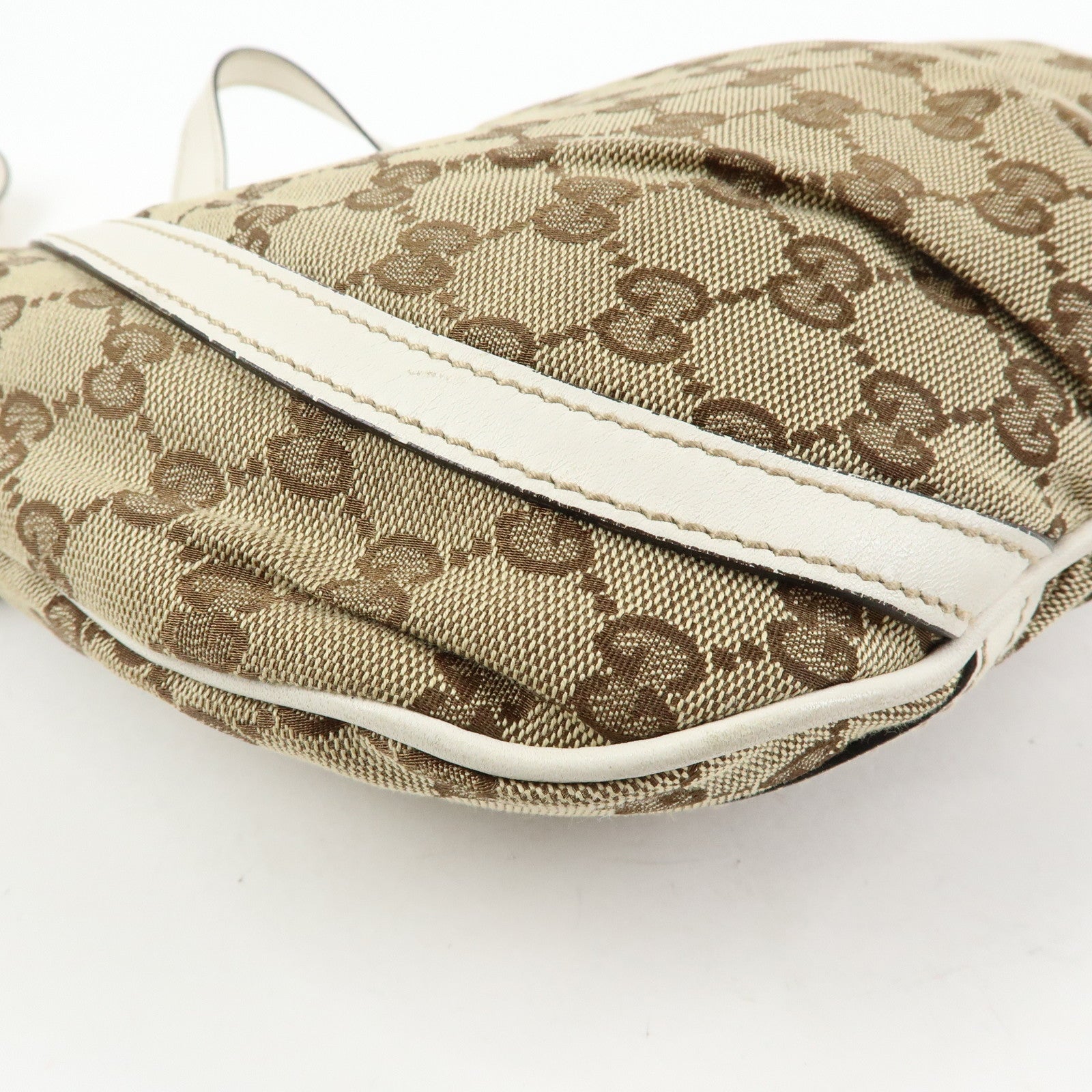 GUCCI Abbey GG Canvas Leather Shoulder Bag Beige White 203257