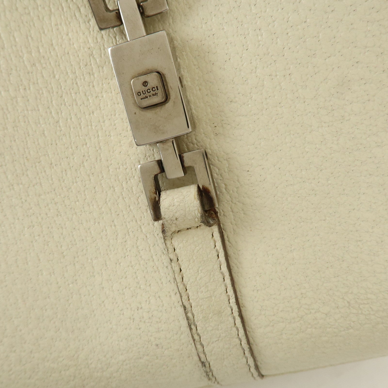 GUCCI Jackie Leather Shoulder Bag Hand Bag Ivory Silver HDW Used
