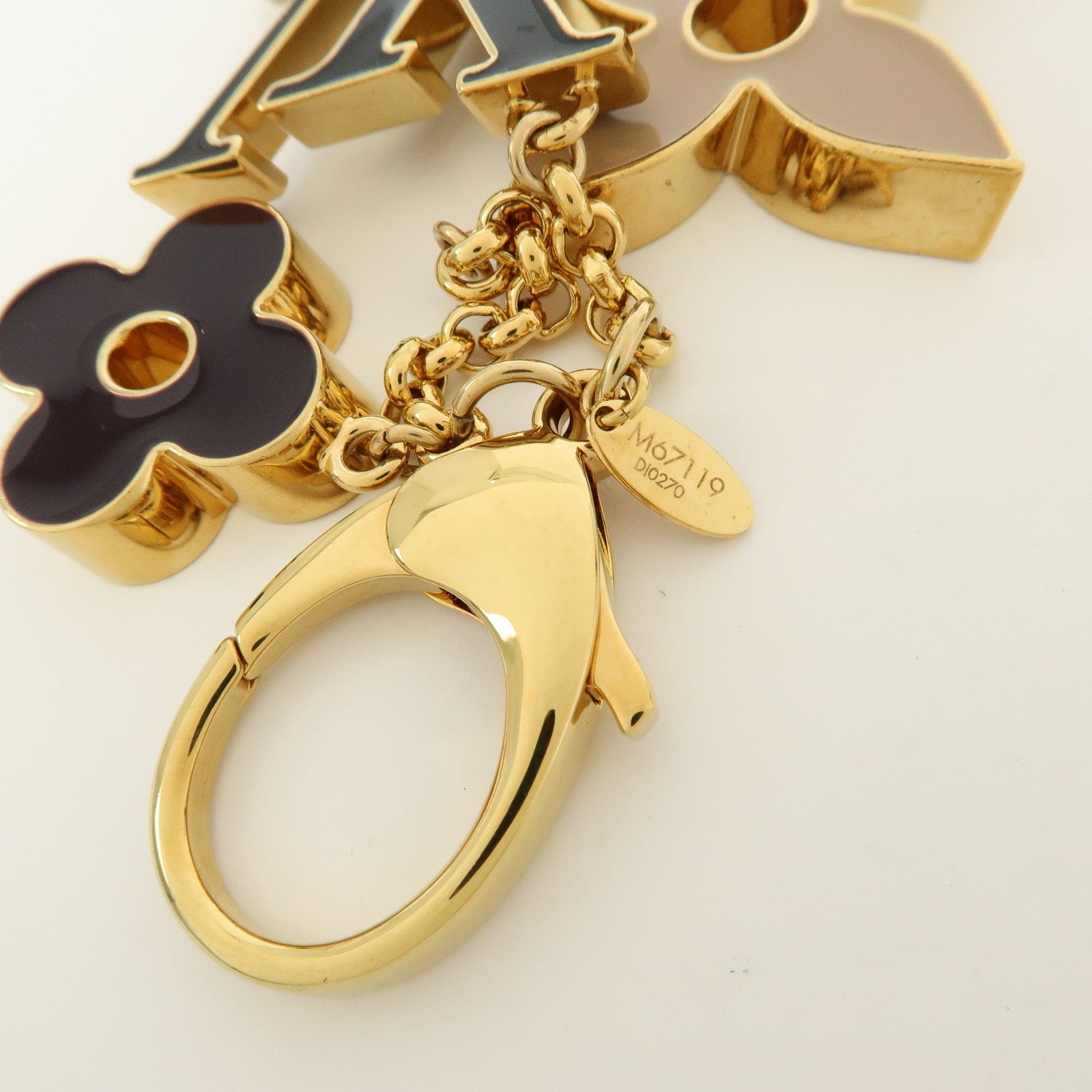 Louis Vuitton Fleur de Monogram Key Chain Bag Charm Gold M67119