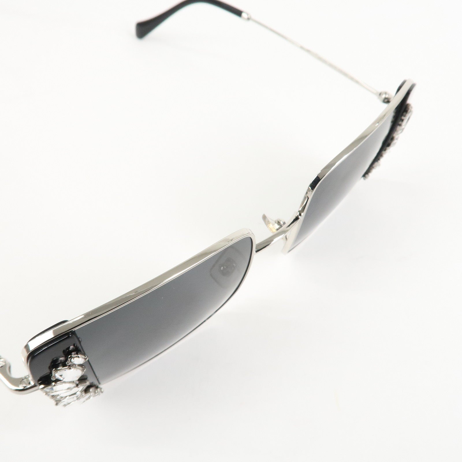 MIU MIU Metal Rhine Stone Sunglasses Black Silver 01E-580 46□19