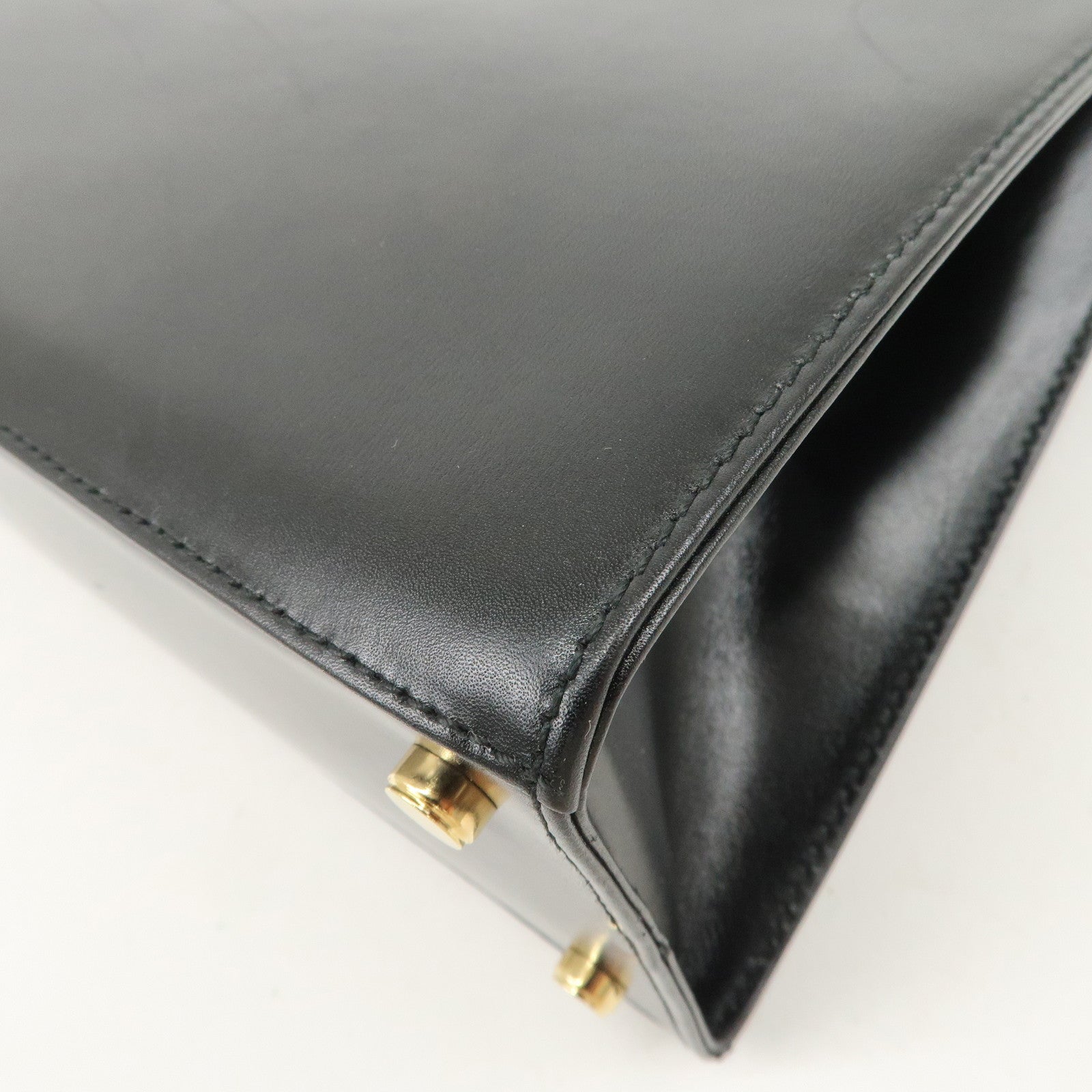 Ferragamo Vara Leather 2Way Hand Bag Shoulder Bag Black Used