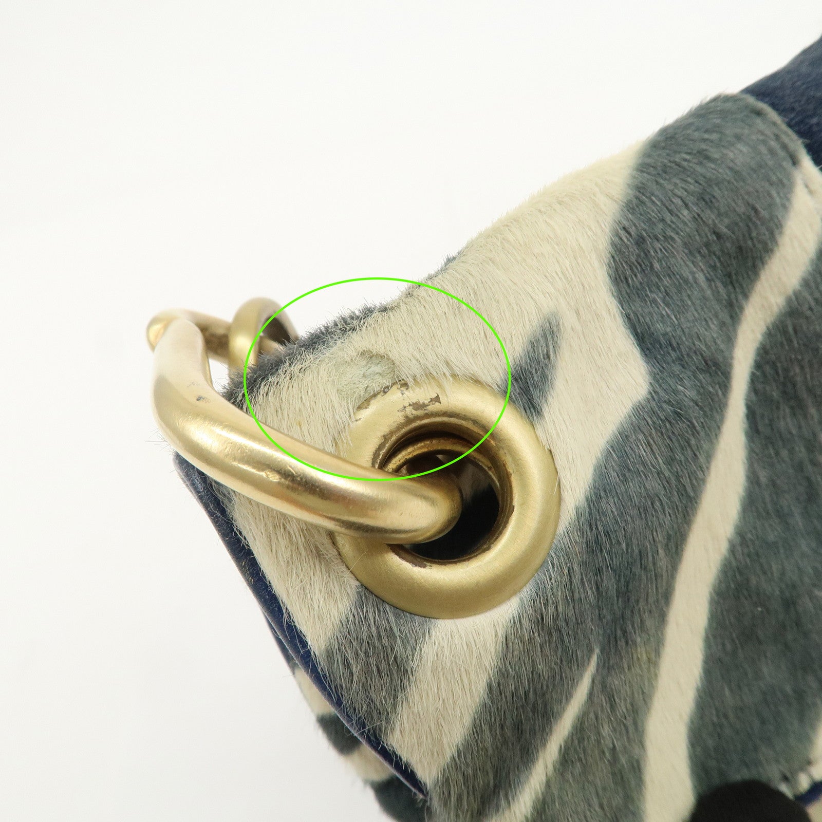 JIMMY CHOO Unborn Calf Clutch Bag Wristlet Pouch Zebra Navy