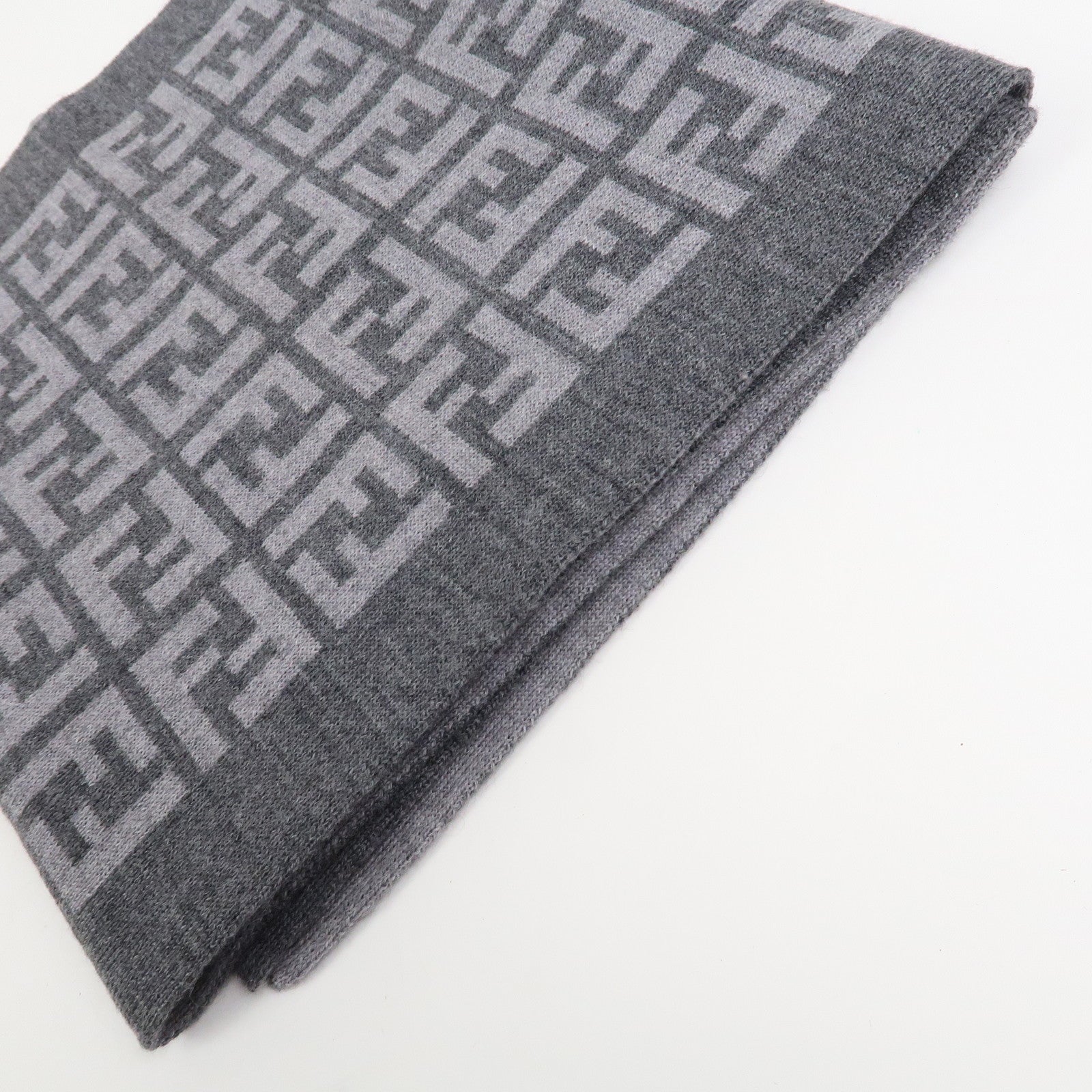 FENDI Zucca Wool 100% Scarf Stole 170×27 Gray
