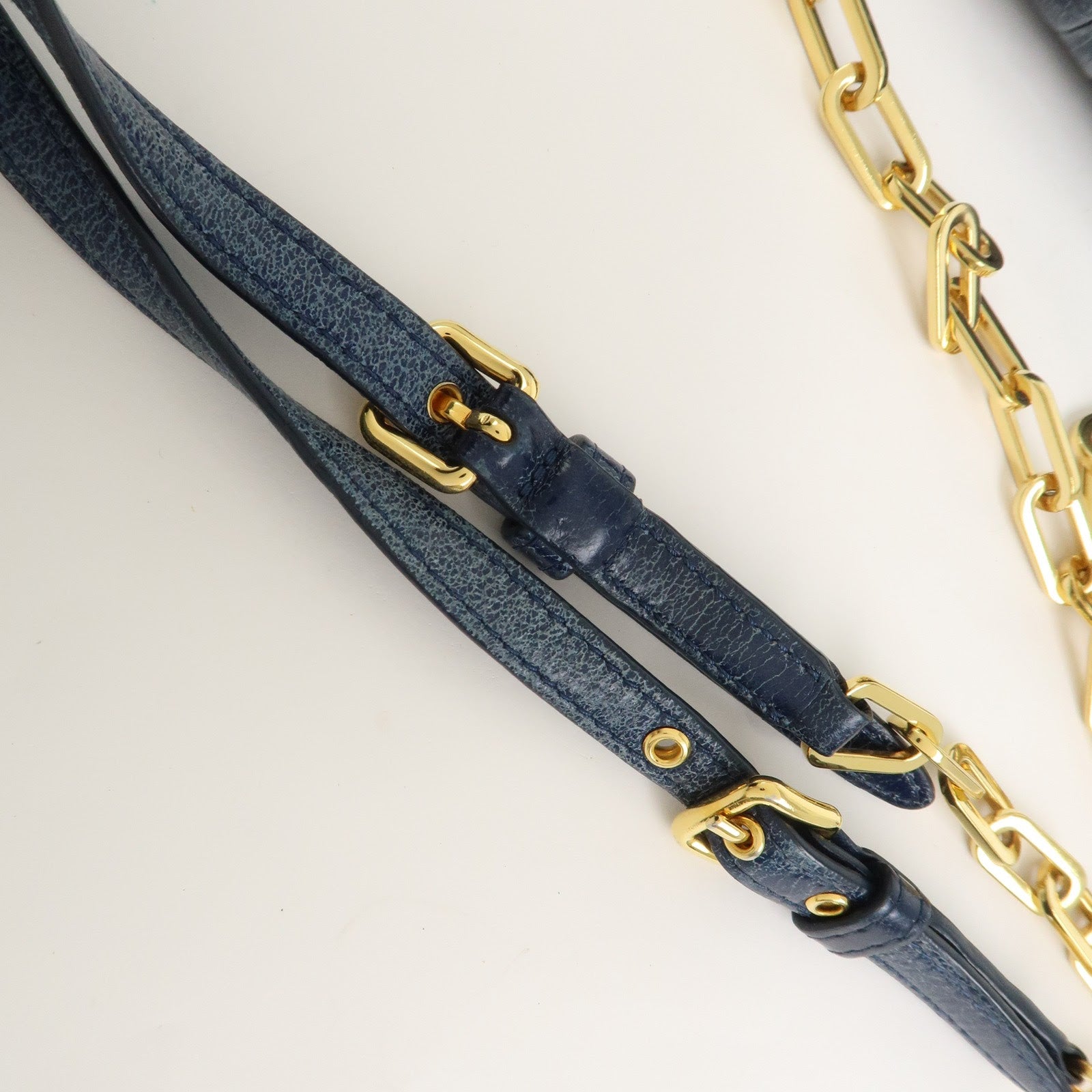 MIU MIU Matelasse Logo Leather Chain Shoulder Wallet Blue 5M1290