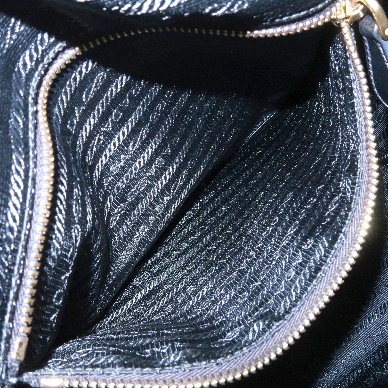 PPRADA Logo Nylon Leather Boston Bag Hand Bag Black Gold HDW Used