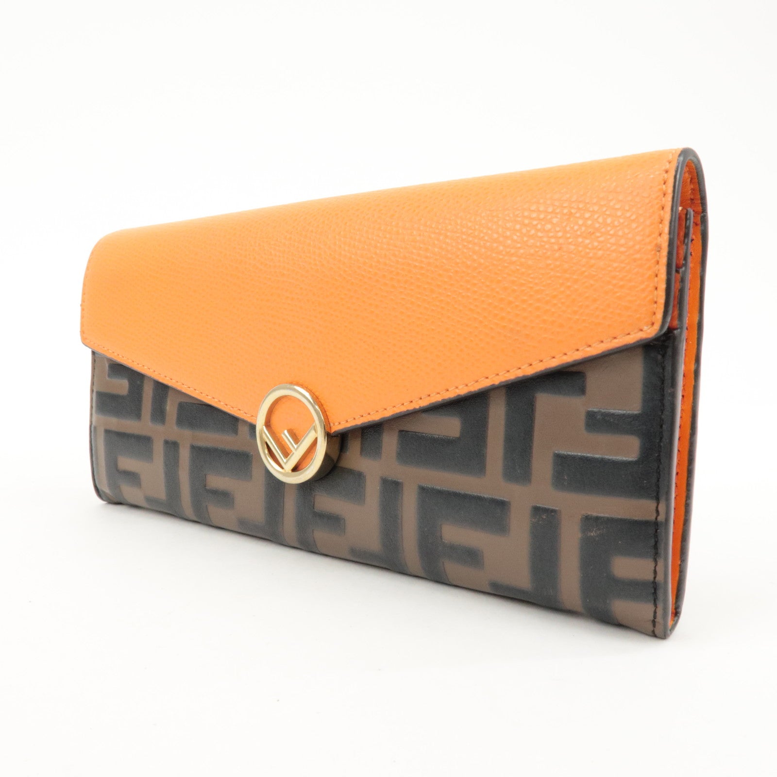 FENDI Zucca Baguette Continental Wallet 8M0251 Brown Orange 8M0251 Used