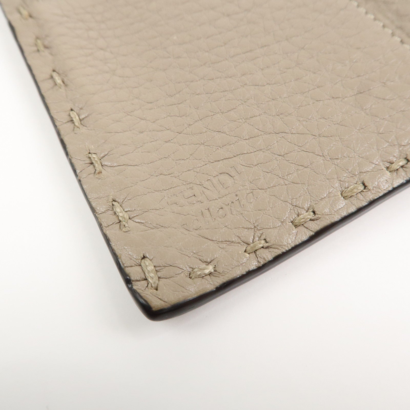 FENDI Seleria Leather Peekaboo Long Wallet Beige 8M0308