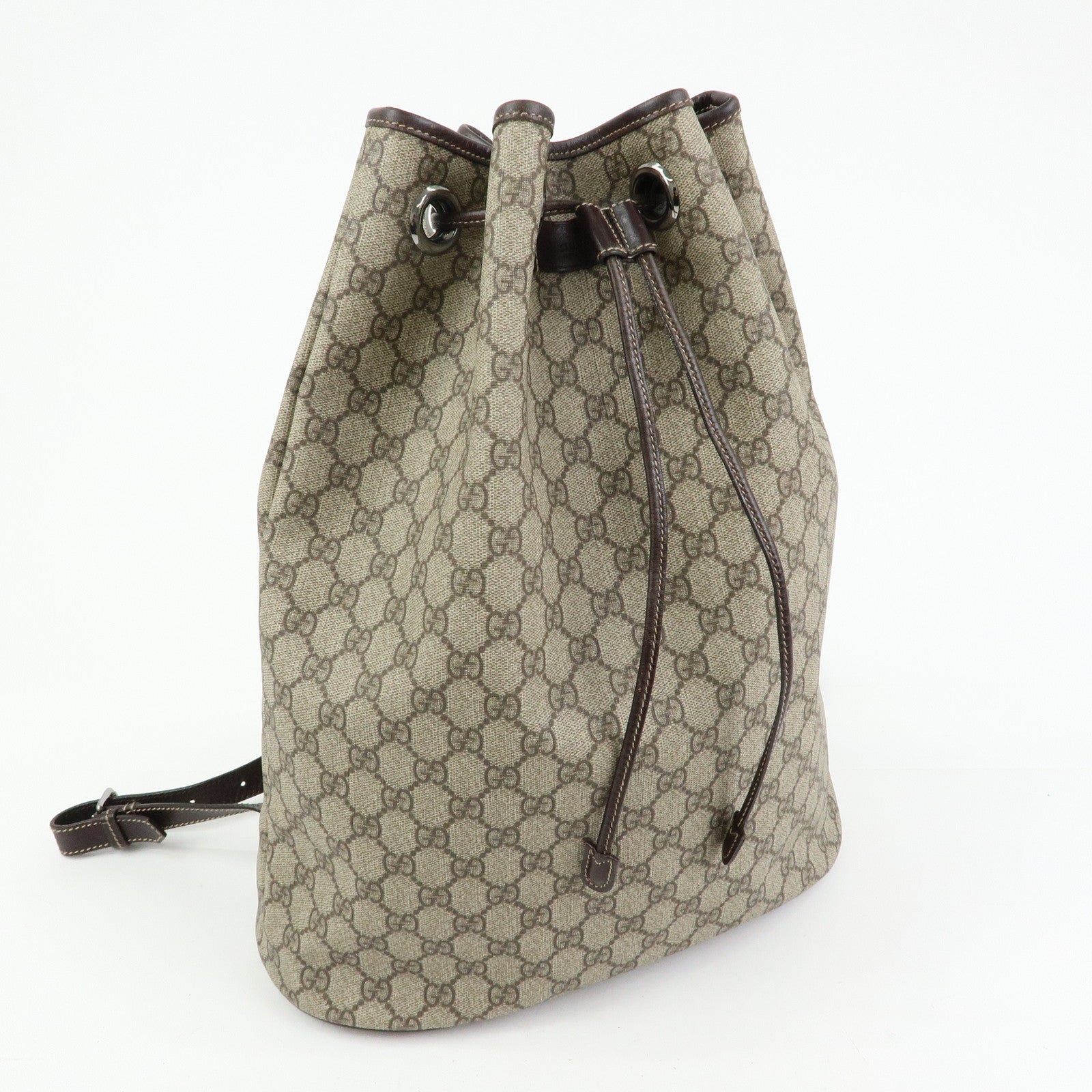 GUCCI GG Supreme Leather Backpack Rucksuck Beige Brown 189745