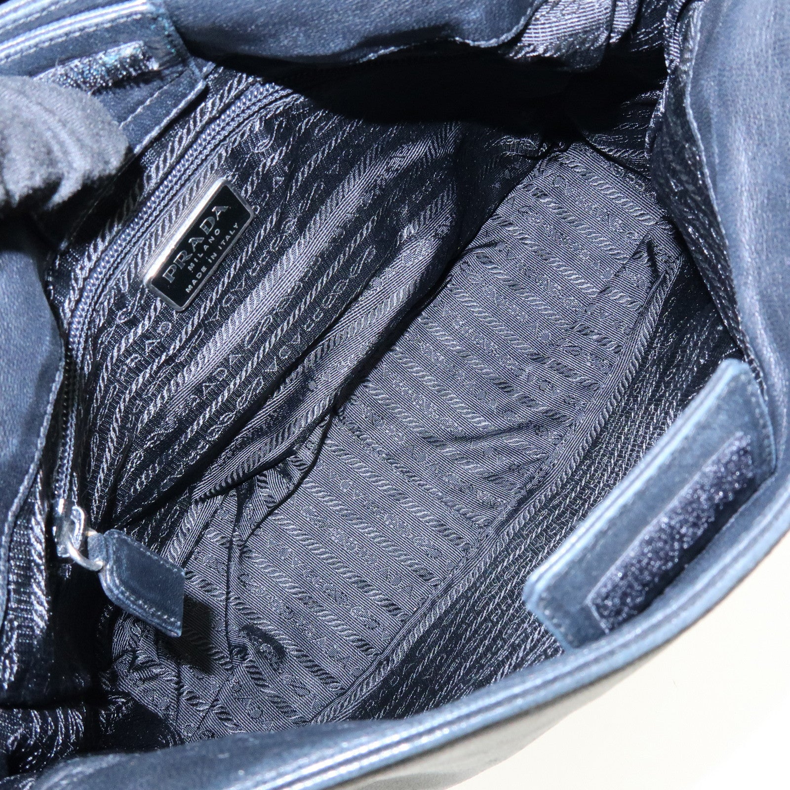 PRADA Leather Plastic Hobo Shoulder Bag Hand Bag Black