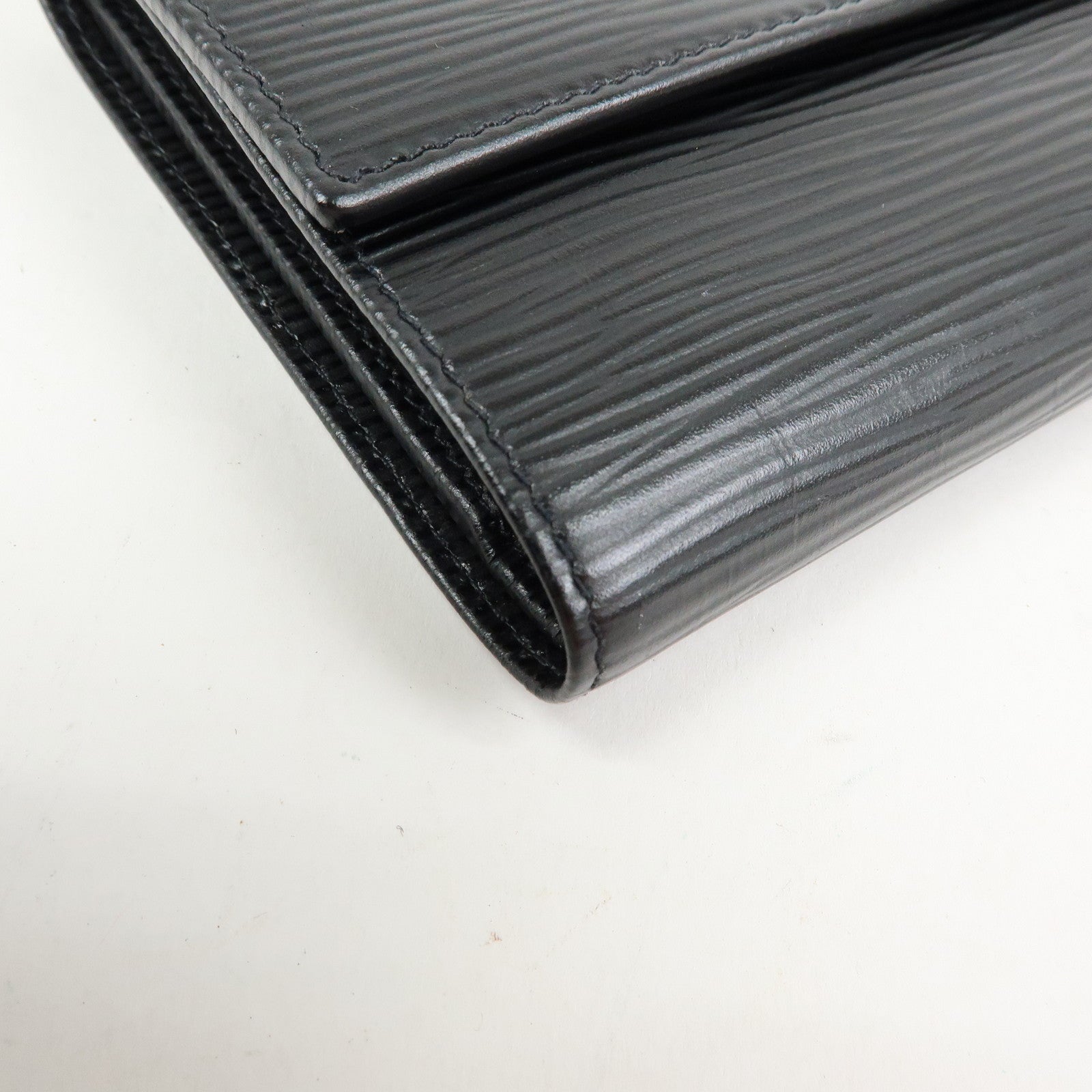 FENDI Embossed Leather Long Flap Wallet Black 30858