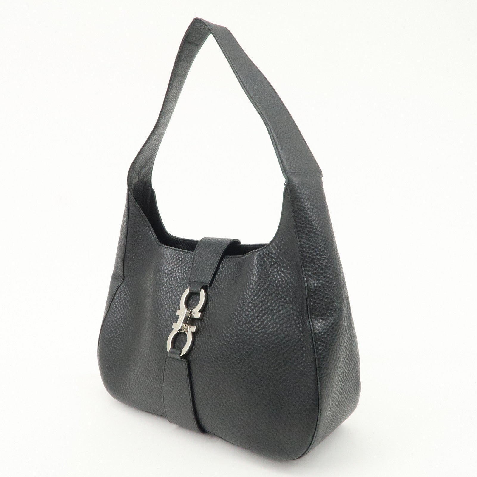 Ferragamo Gancini Shoulder Bag Hand Bag Black