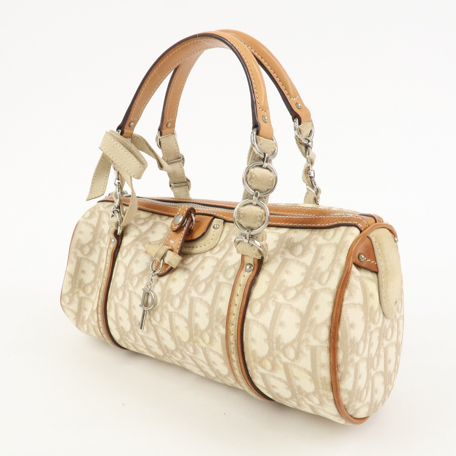 Christian Dior Romantic Trotter PVC Leather Hand Bag Beige