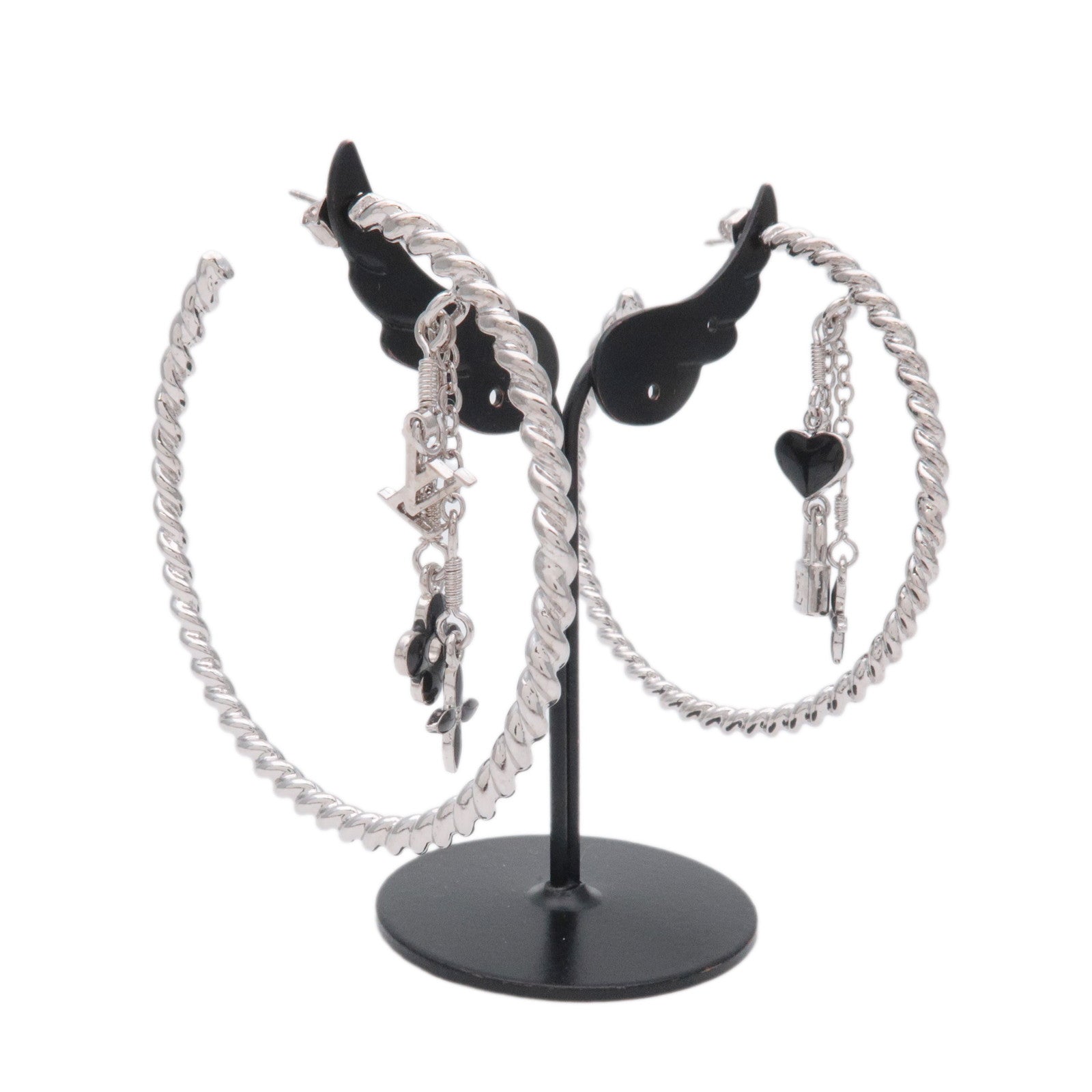 Louis Vuitton Creole Sweet Monogram Metal Earrings Silver M65679 Used