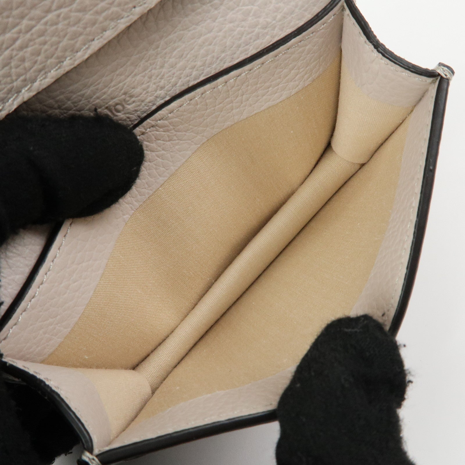 Chloe Alphabet Leather Card Case Mini Trifold Wallet Heart Ivory