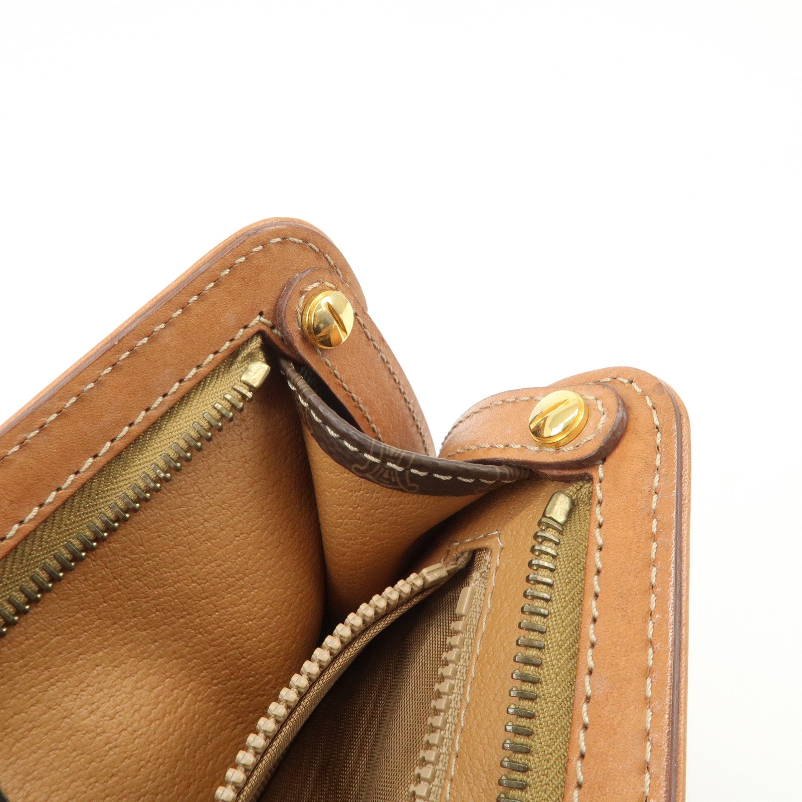 CELINE Macadam PVC Leather Clutch Bag Brown Gold HDW