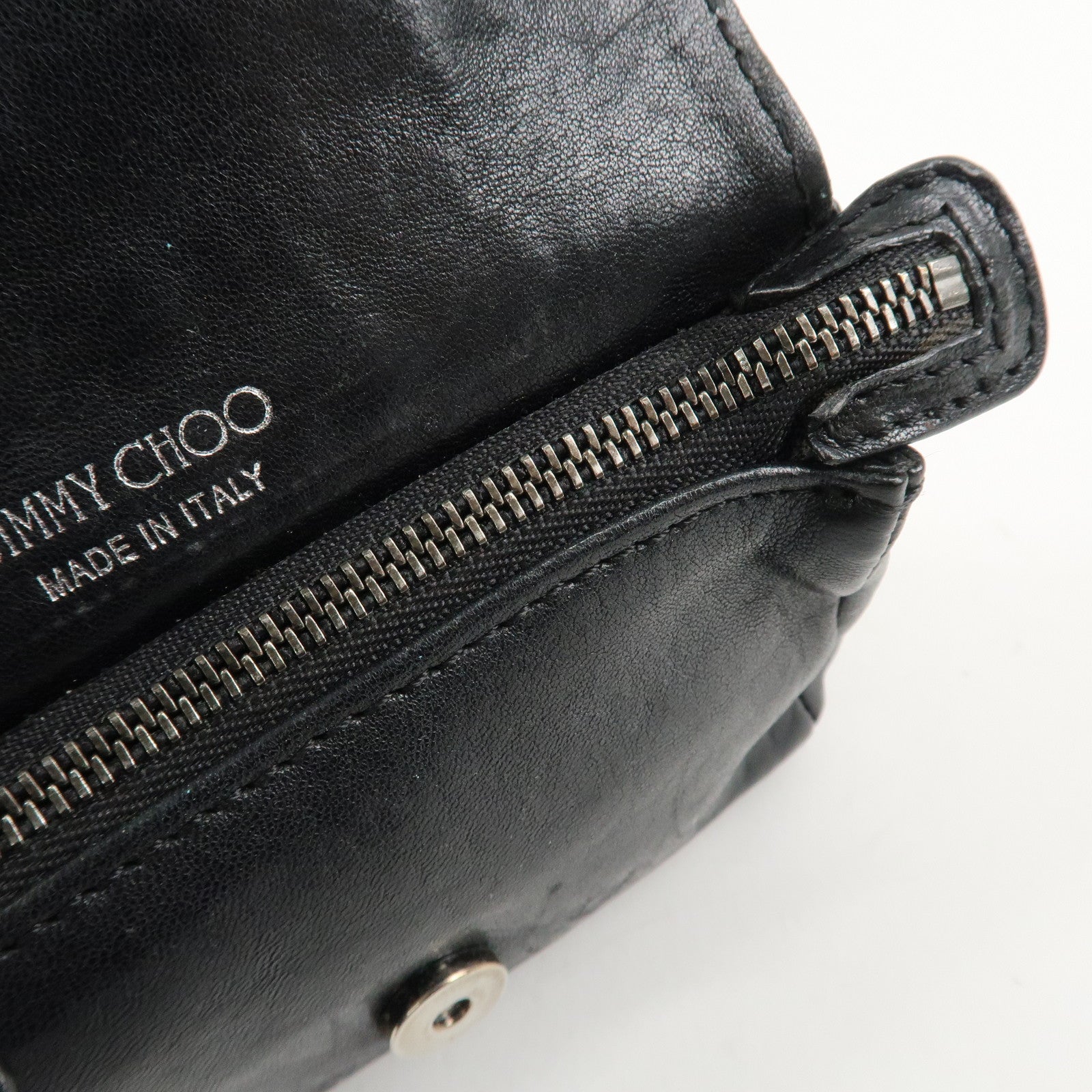 JIMMY CHOO Leather Chain Small Shoulder Bag Black Silver HDW Used