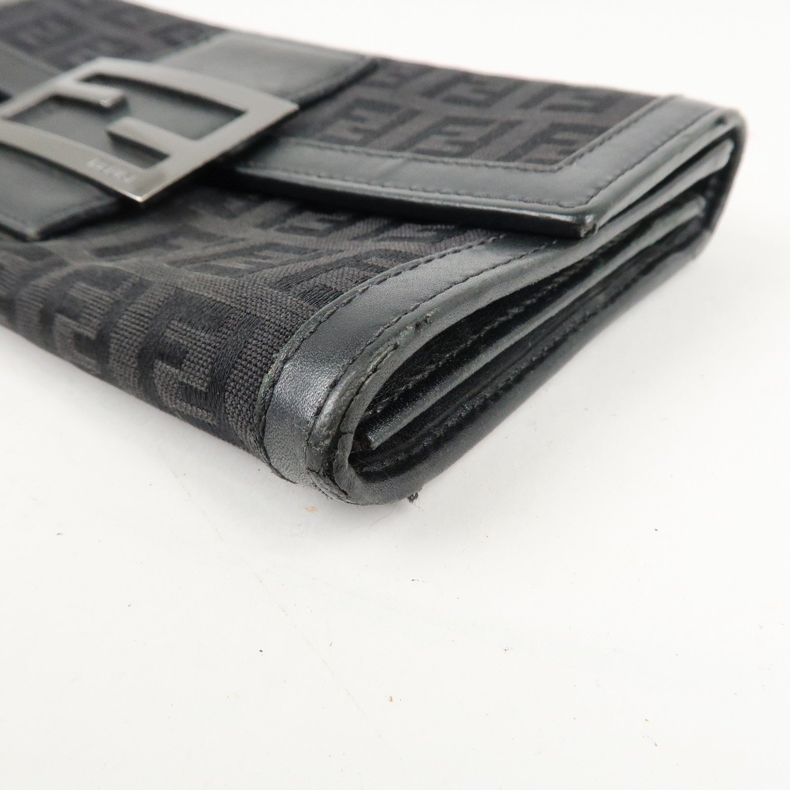 FENDI Zucca Zucchino Set of 3 Canvas Leather Wallet Used