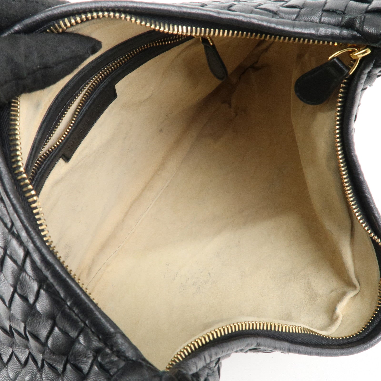 BOTTEGA VENETA Hobo Intrecciato Leather Shoulder Bag Black 115653 Used