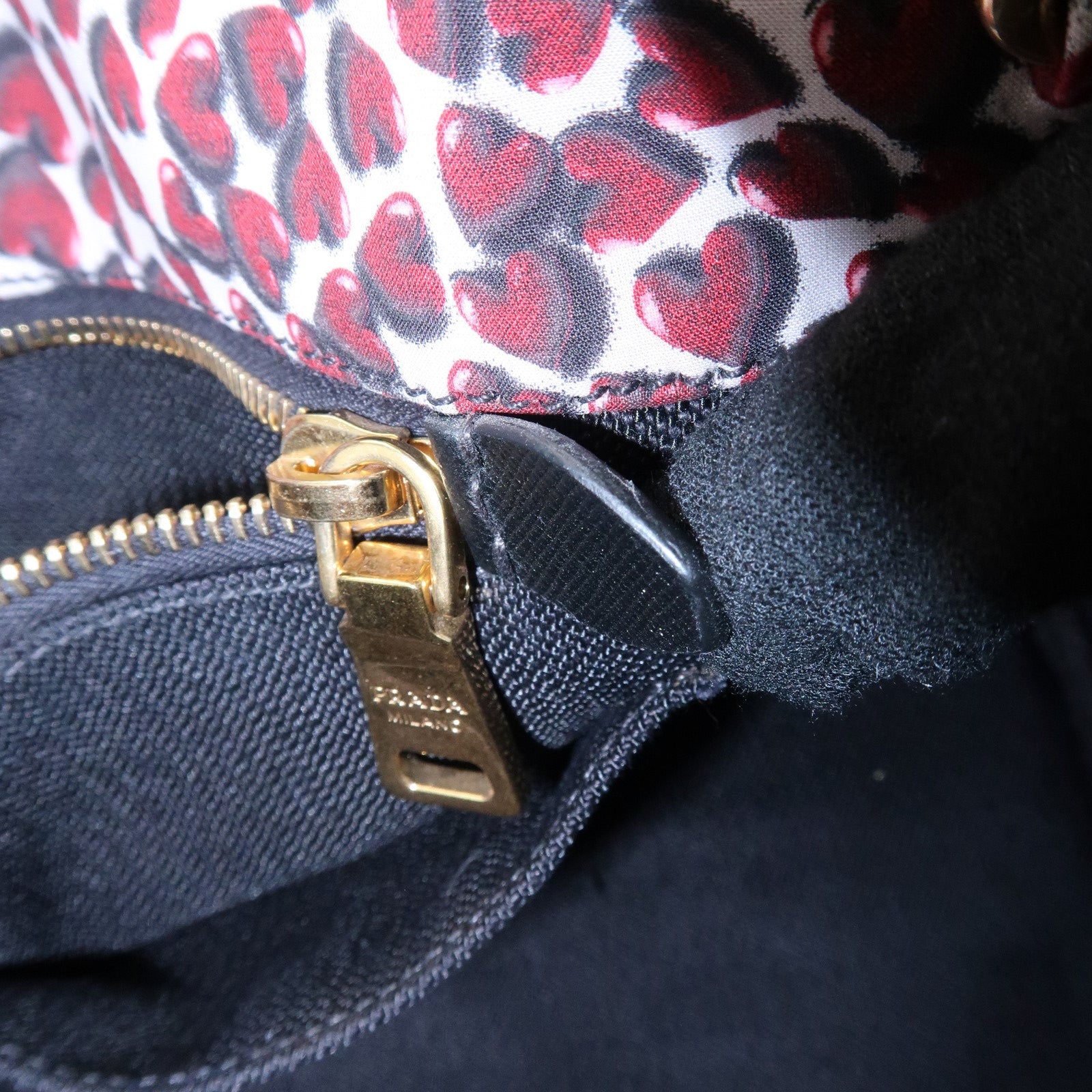 PRADA Canapa Canvas Tote Bag Hand 2Way Bag Red Ivory Gold BN1877 Used