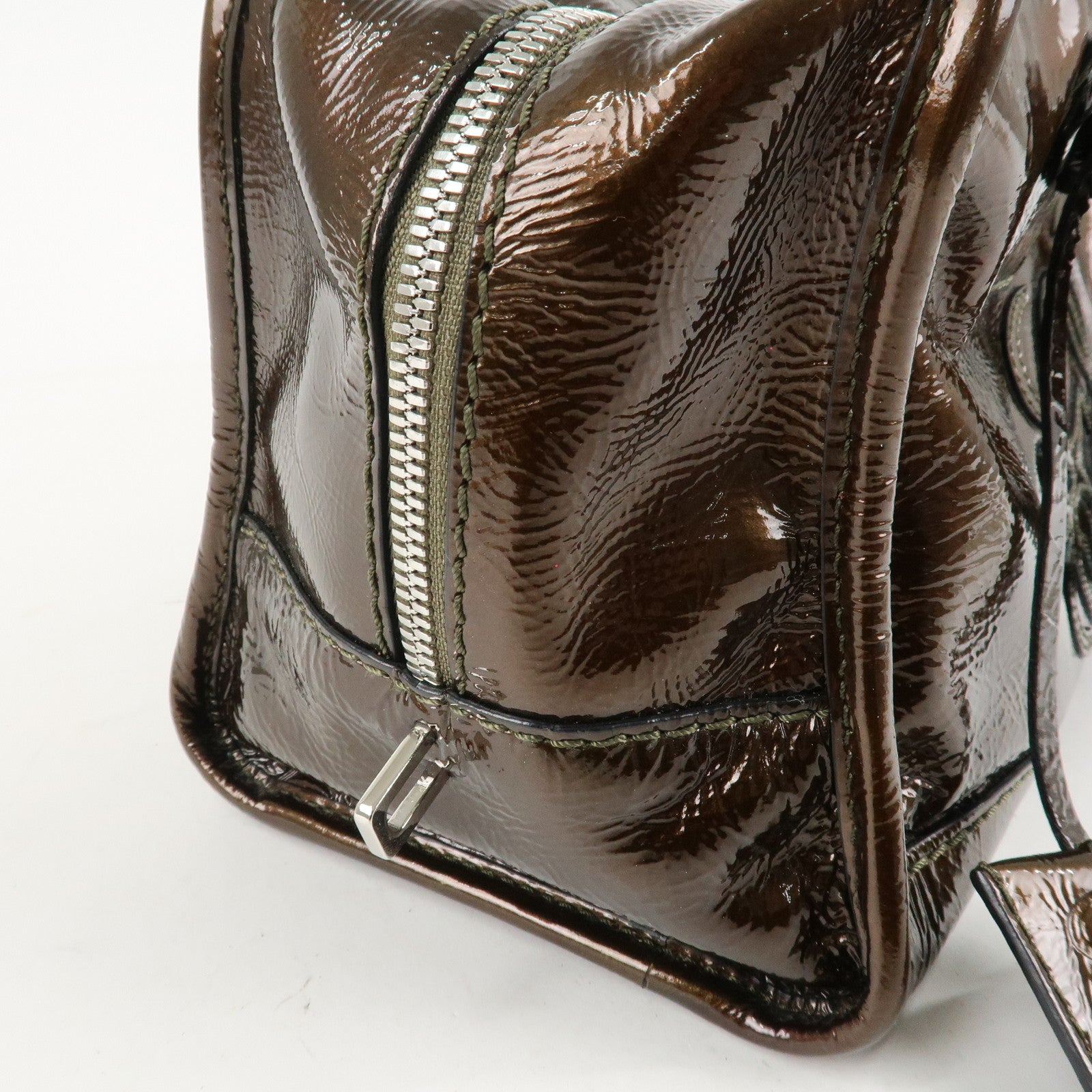 LOEWE Anagram Patent Leather Amasona28 Hand Bag Bronze Used