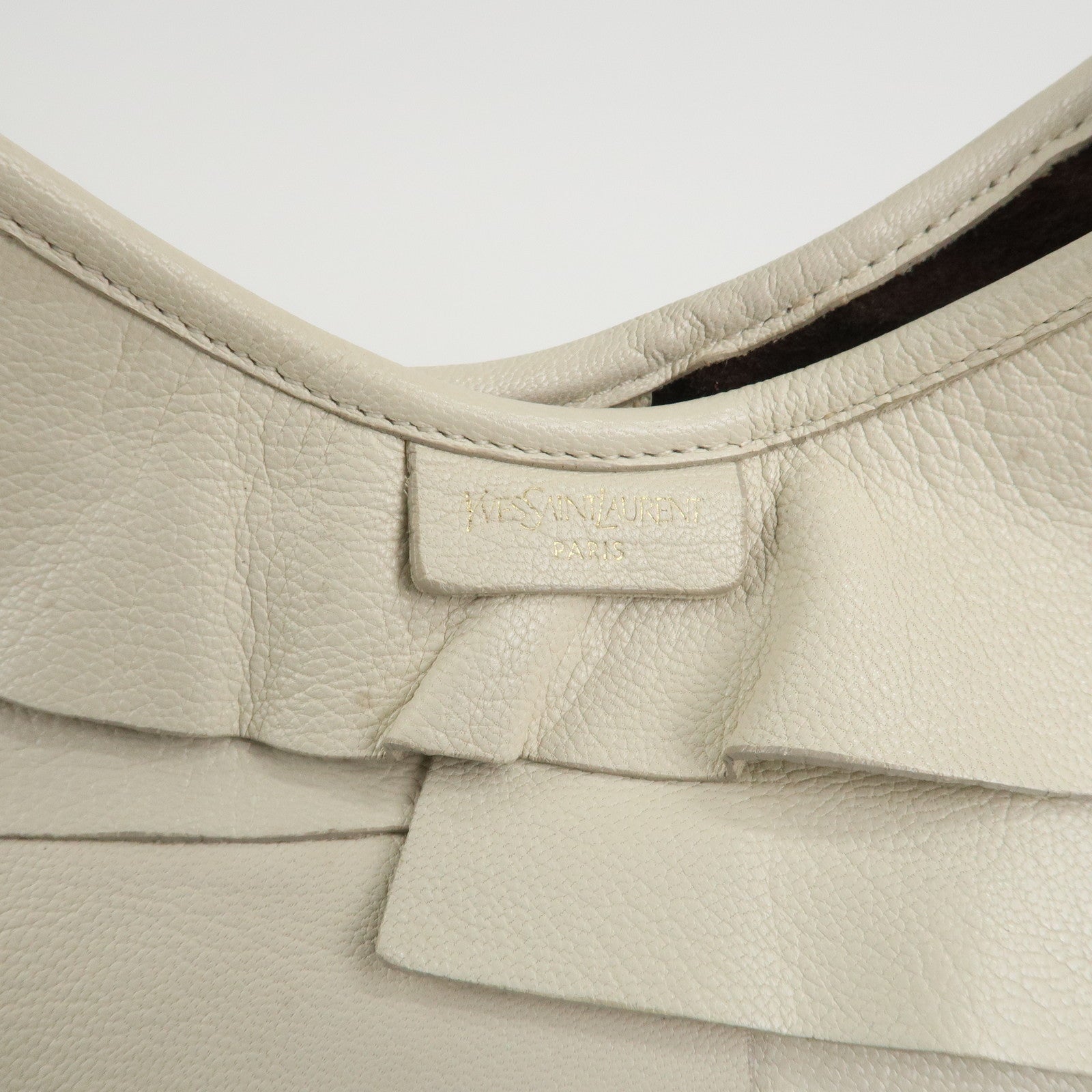 Saint Laurent Paris Leather Saint Tropez One Shoulder Bag Ivory Used