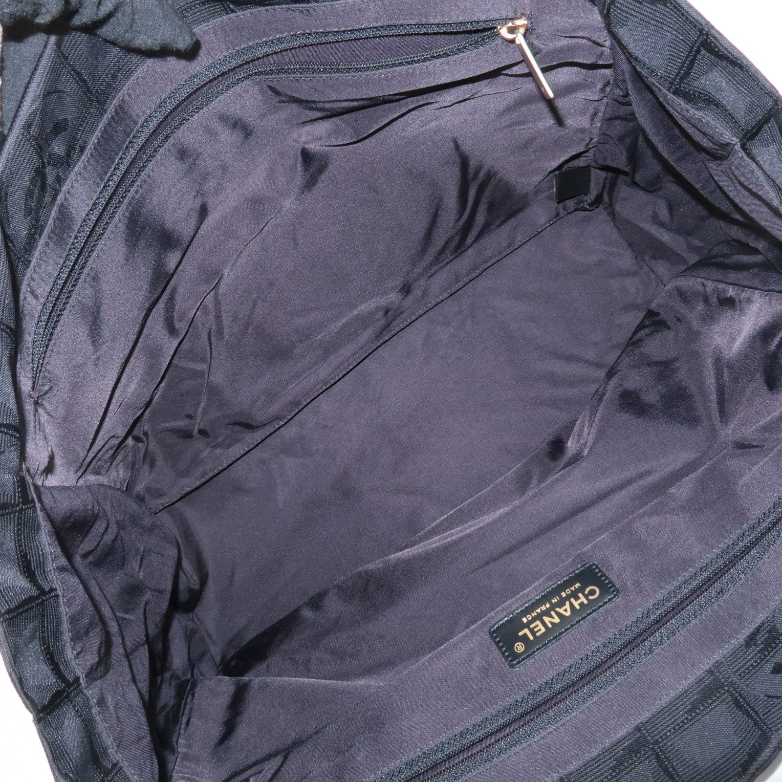 CHANEL New Travel Line Nylon Jacquard Leather Tote Bag A15991 Used