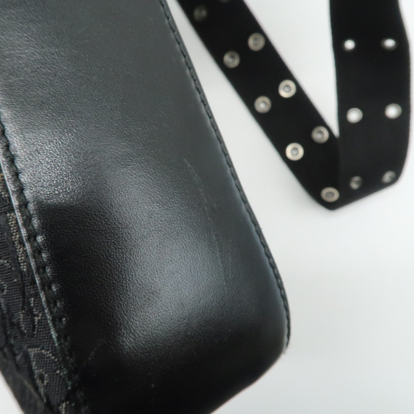 Christian Dior Trotter Canvas Leather Shoulder Bag Black Used