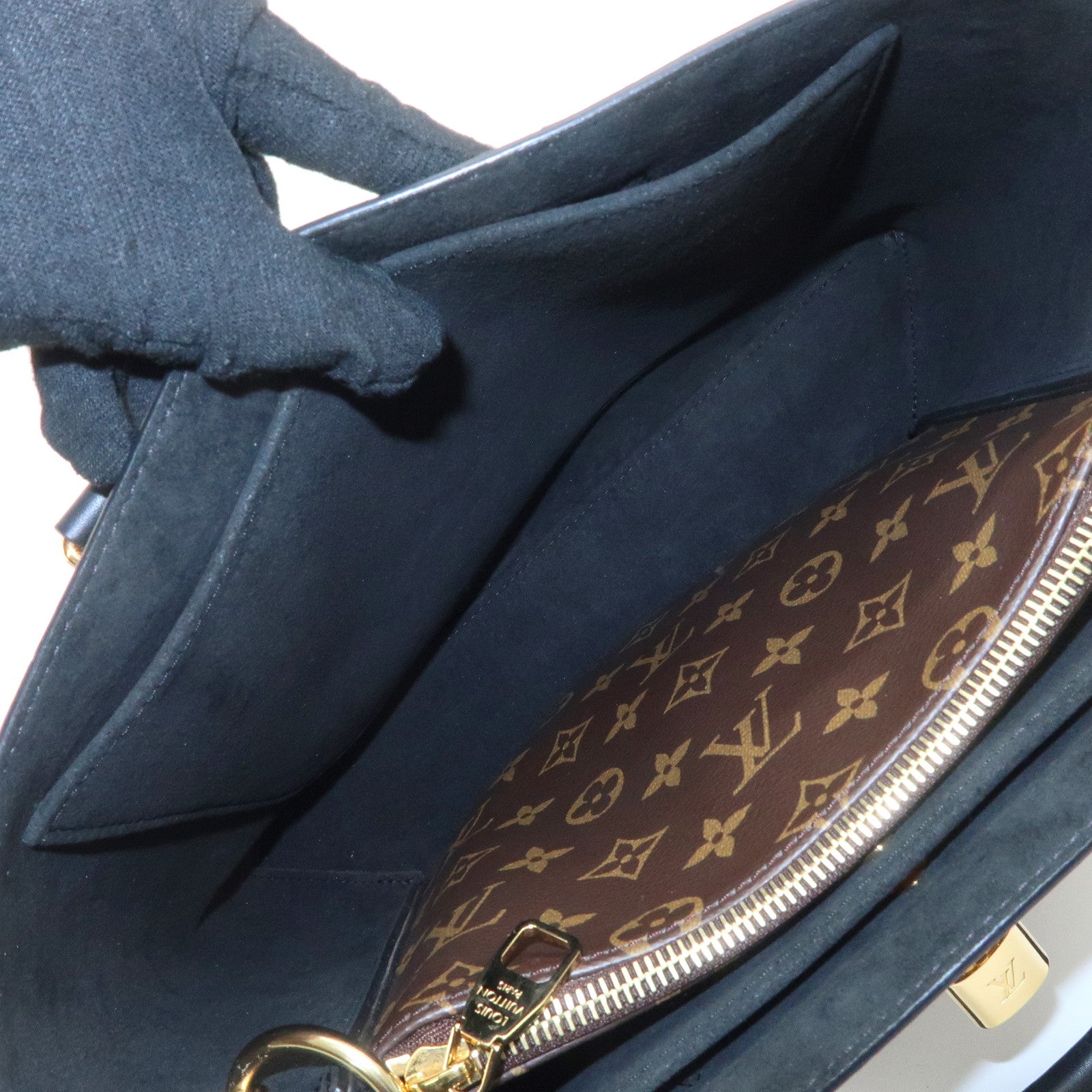 Louis Vuitton Monogram Flower Tote 2Way Hand Bag Noir M43550 Used