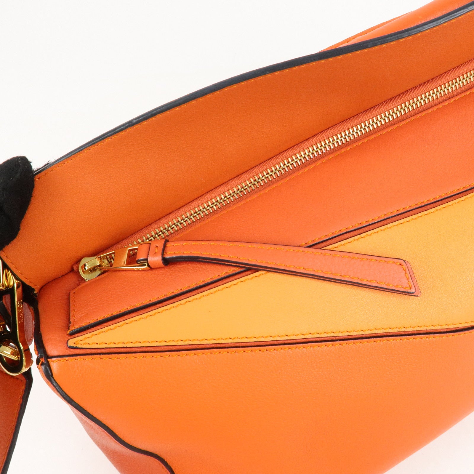 LOEWE Leather Puzzle Bag Medium 2Way Bag Shoulder Bag Orange Used