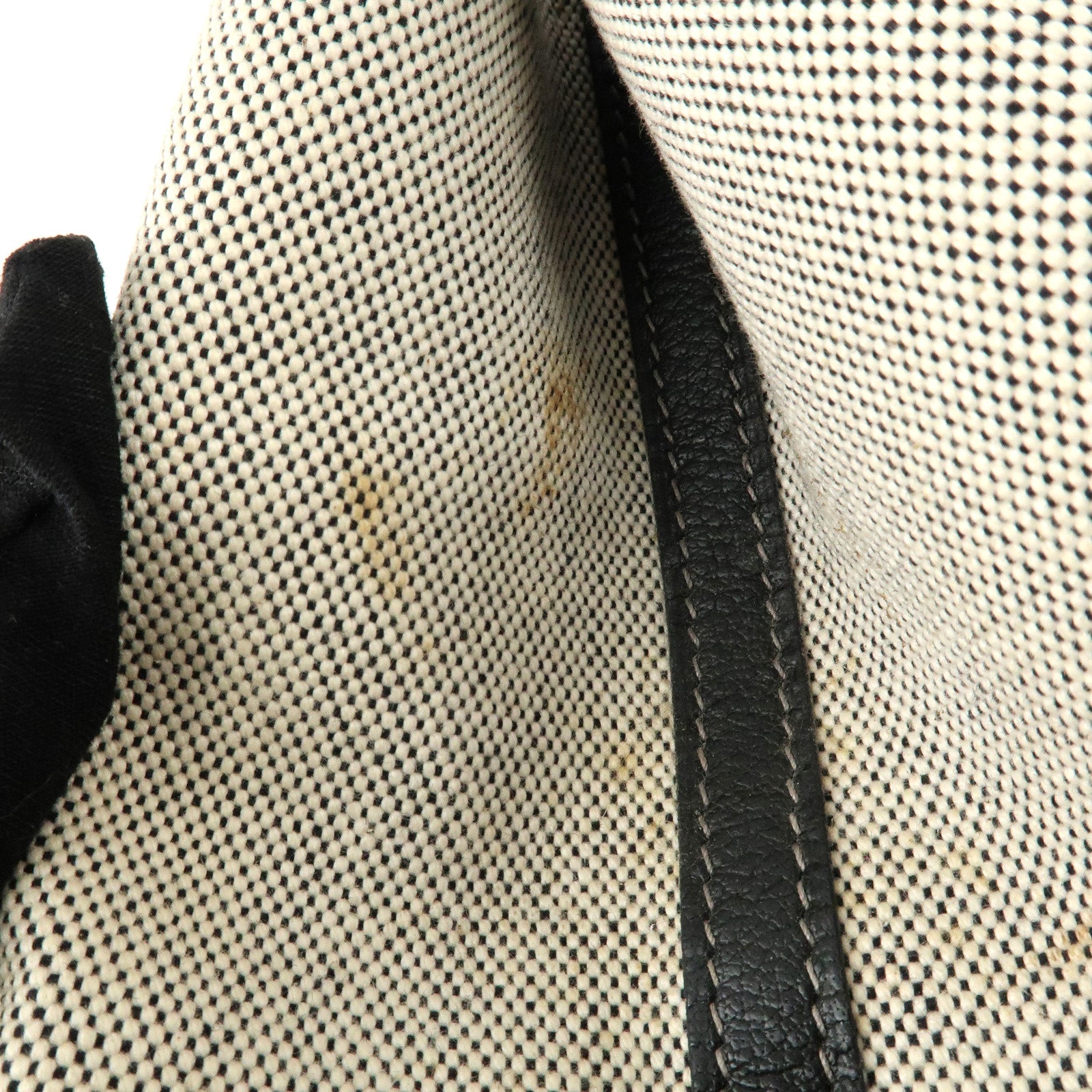 HERMES Garden Party Toile Ash Leather PM H Stamped Tote Bag Used