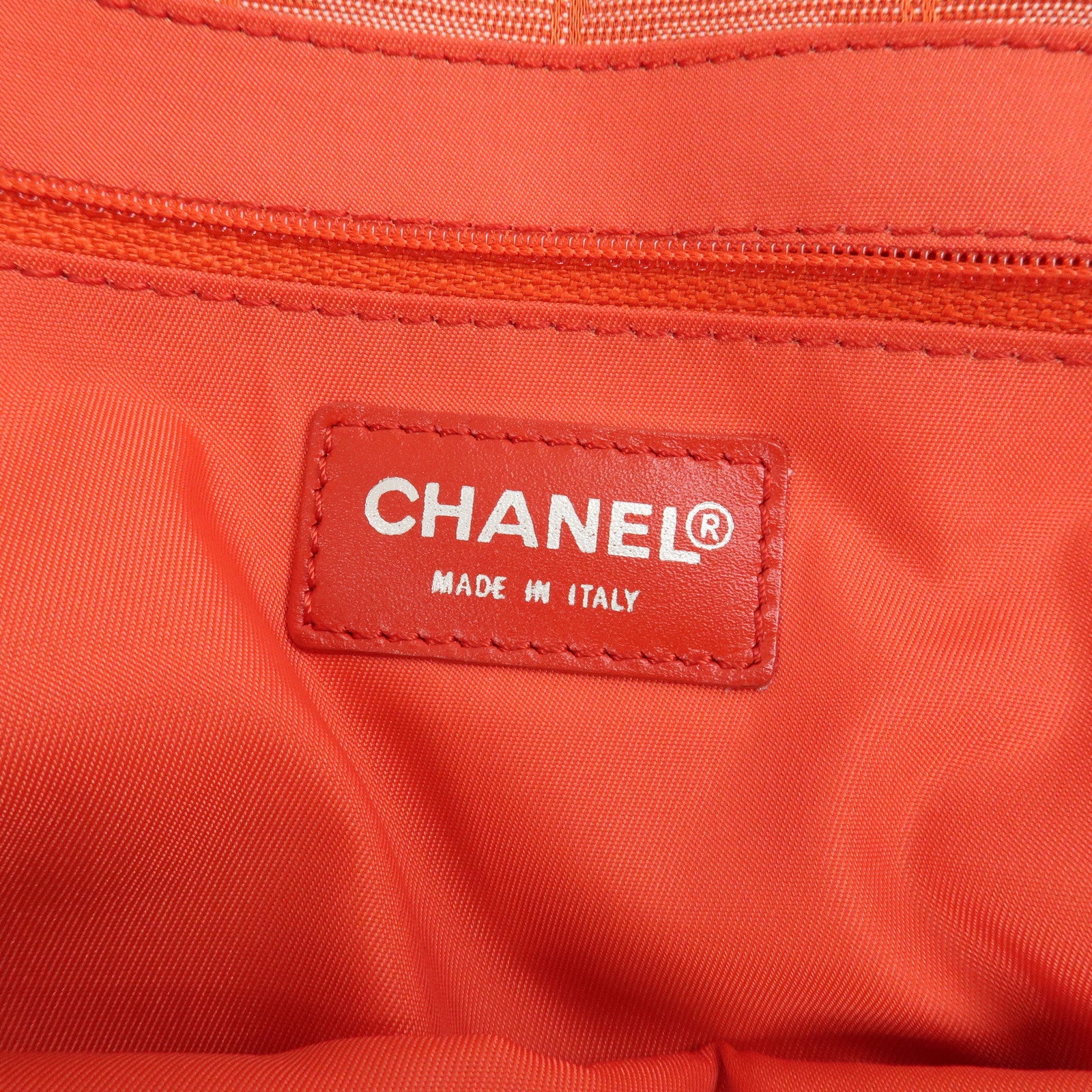 CHANEL New Travel Line Nylon Jacquard Leather Tote Bag Red A15991 Used