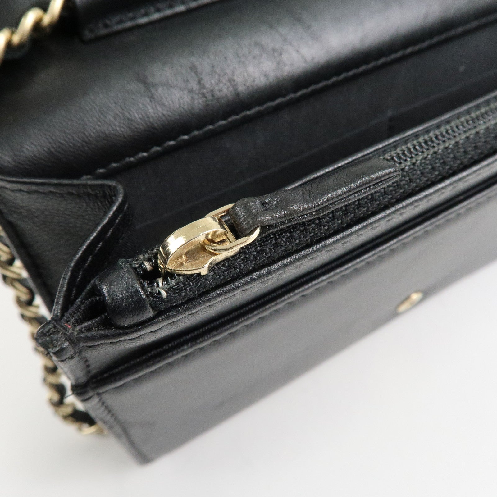 CHANEL Camellia Lamb Skin Chain Wallet Shoulder Bag A82336 Used