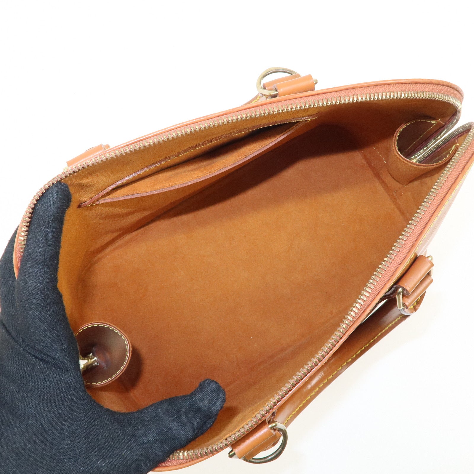 Louis Vuitton Epi Alma Leather Hand Bag Zipang Gold M52148 Used