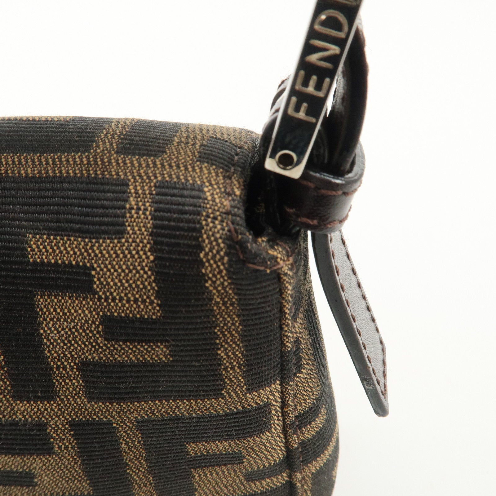 FENDI Mamma Baguette Zucca Canvas Leather Shoulder Bag 26424 Used