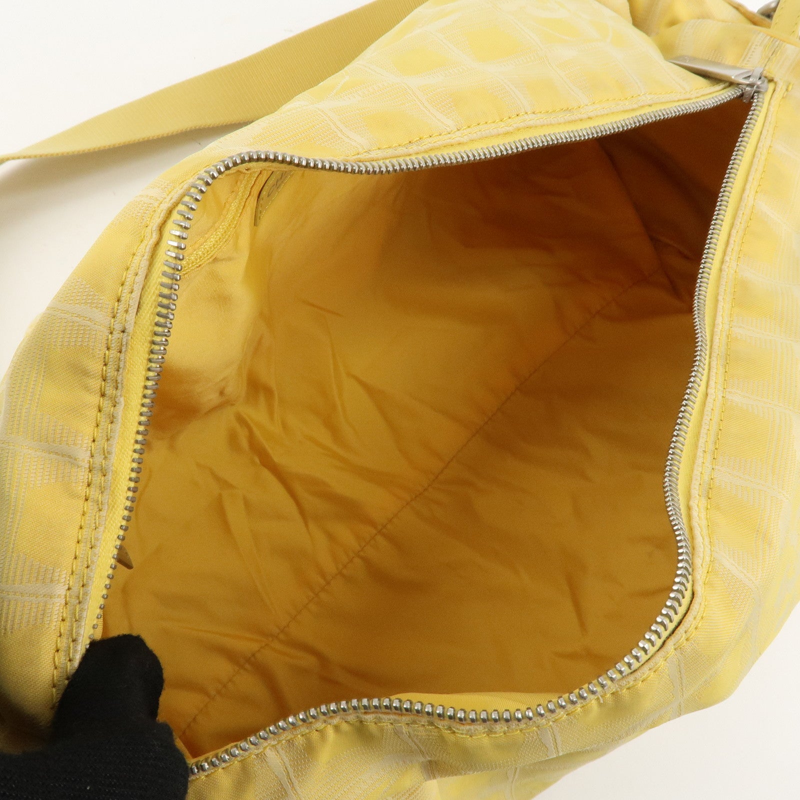 CHANEL New Travel Line Nylon Jacquard Leather Boston Bag A17669 Used