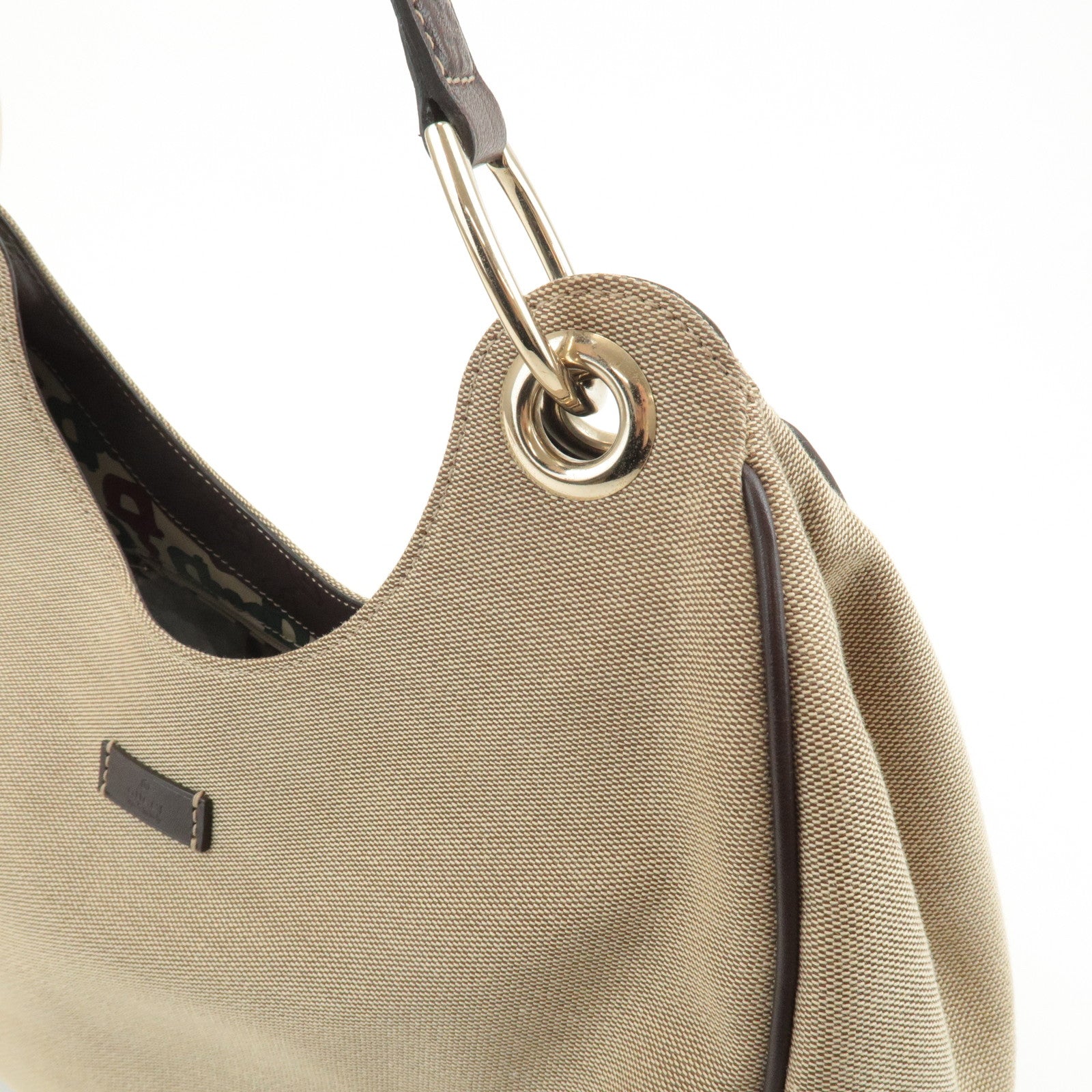 GUCCI Canvas Leather Shoulder Bag Beige Brown 257268 Used