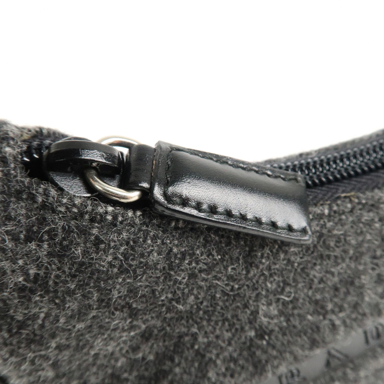 PRADA Felt Leather Shoulder Bag Hand Bag Gray Black Used