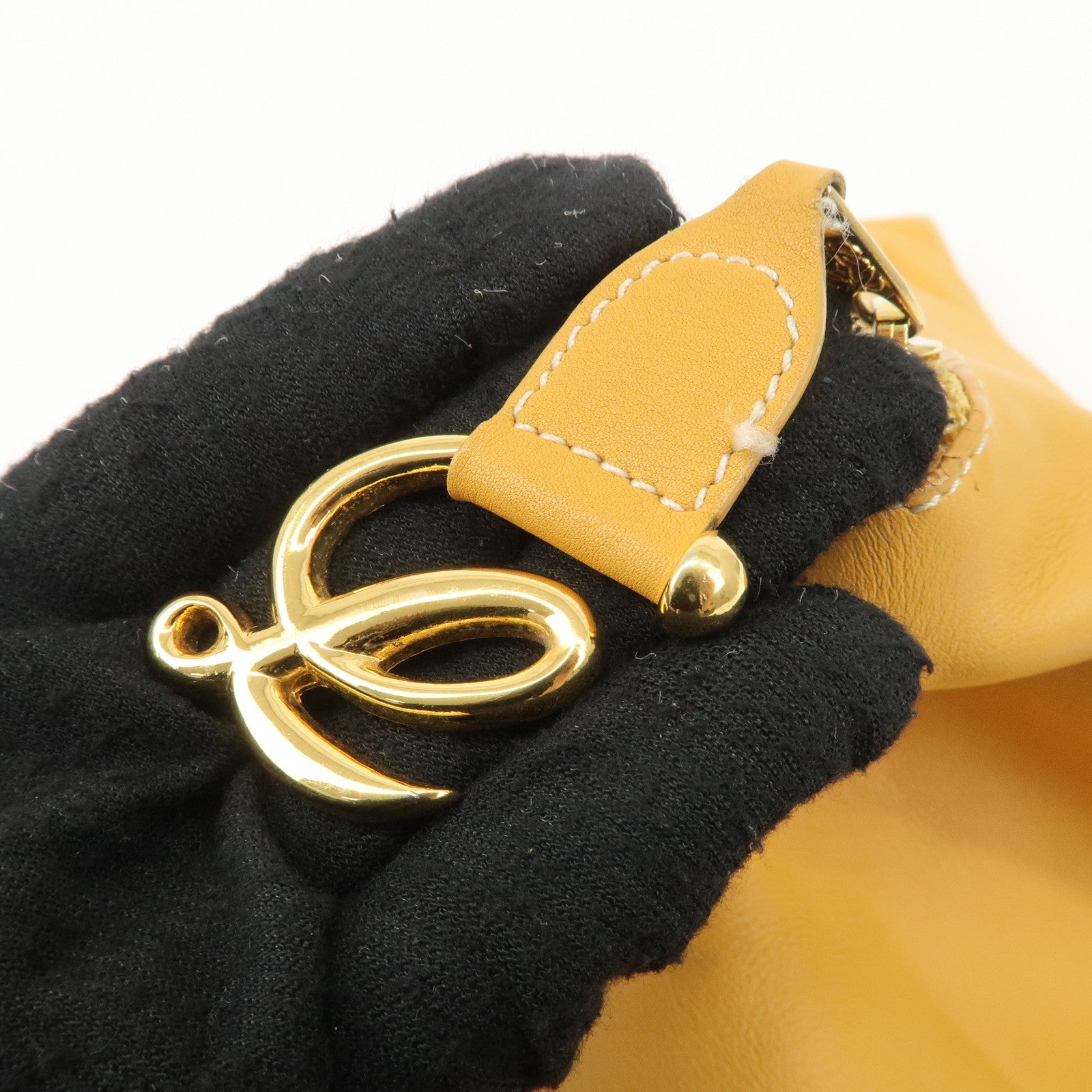 LOEWE Leather Anton Backpack Rucksack Shoulder Bag Yellow Used