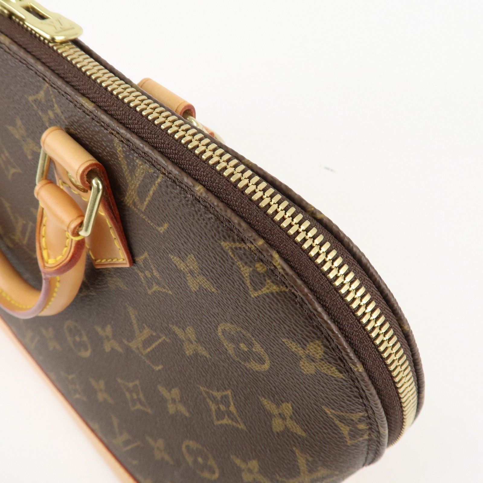 Louis Vuitton Monogram Alma Hand Bag Brown Gold Hardware M51130 Used