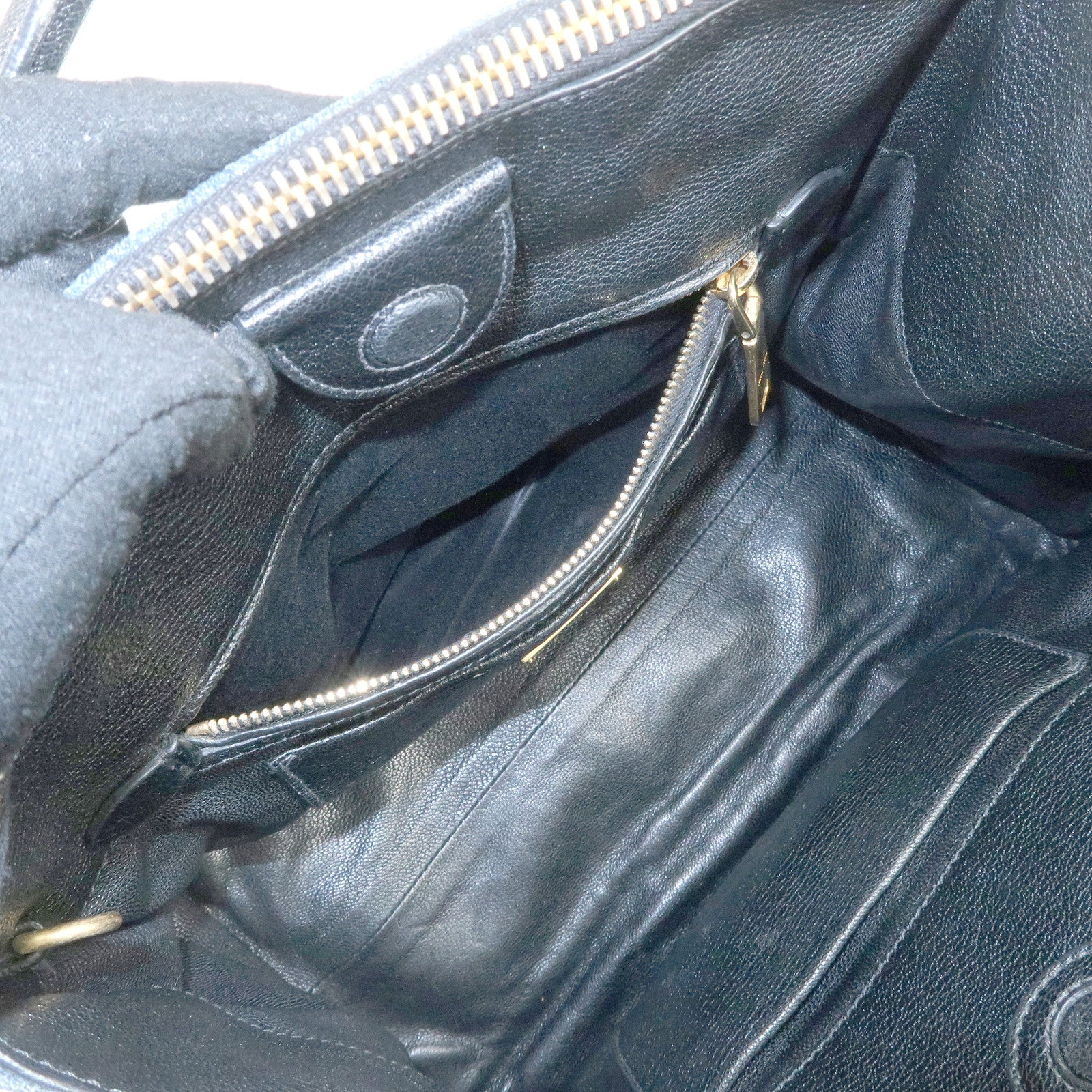 MIU MIU Denim Leather Biker 2Way Tote Bag Blue Black RN1031 Used