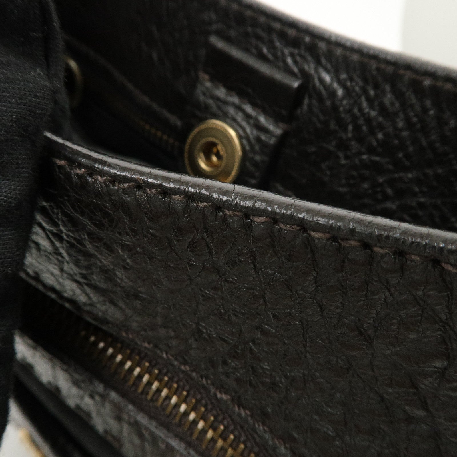 PRADA Nylon Leather Shoulder Bag Black Dark Brown BR1973 Used