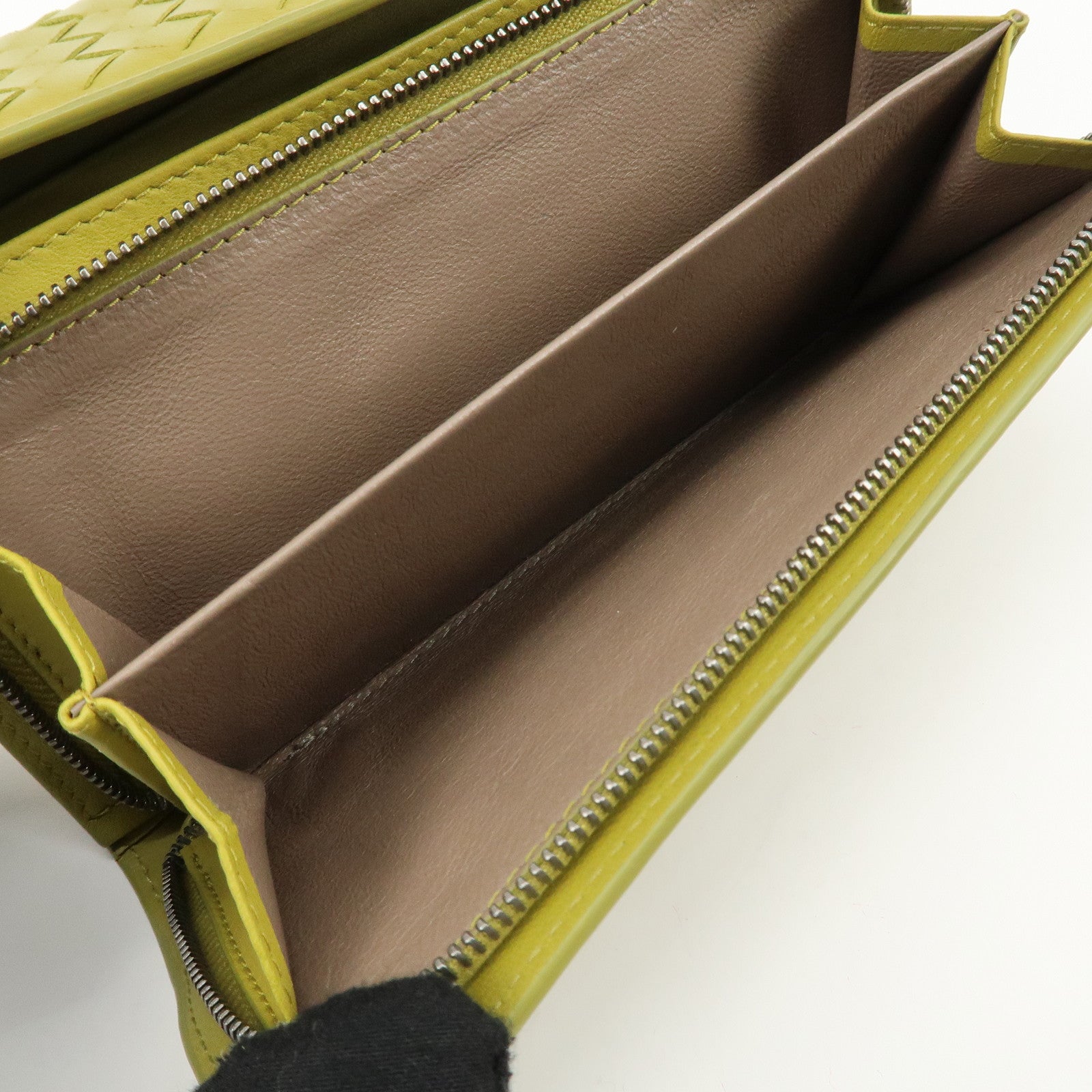 BOTTEGA VENETA Intrecciato Leather Bi-fold Long Wallet Yellow Used