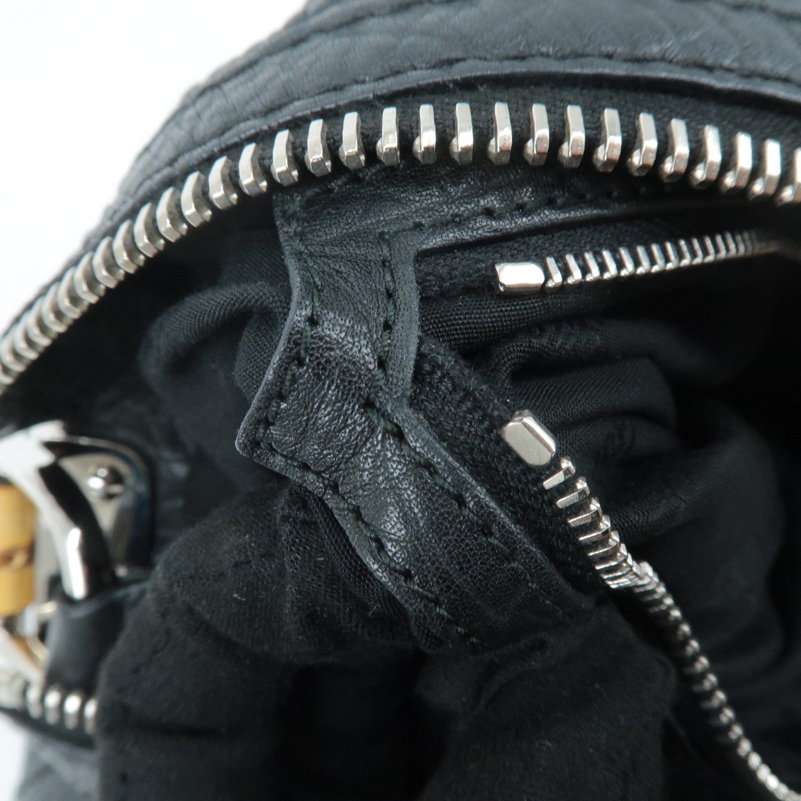 GUCCI Bamboo Leather Shoulder Bag Black 257090 Used